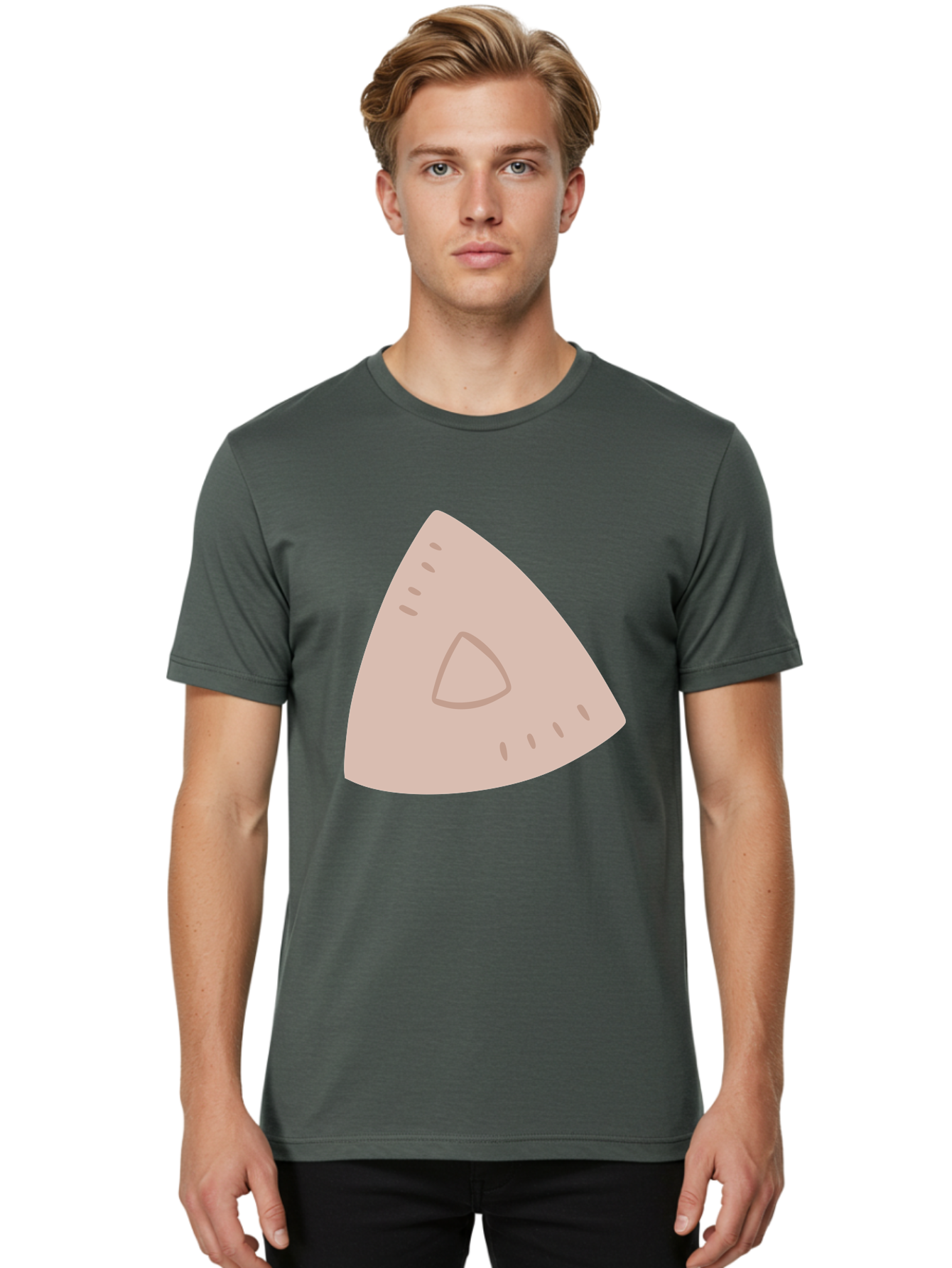 Triangle Men'S Graphic Tee, 100% Cotton, Comfortable Casual Summer Wear, Machine Washable, Tricorn Hat, Pirate Hat, Historical Fashion, 18Th Century Style, Cartoon Illustration, Minimalist Design, Simple Shapes, Muted Colors, Vintage Accessory Aac129