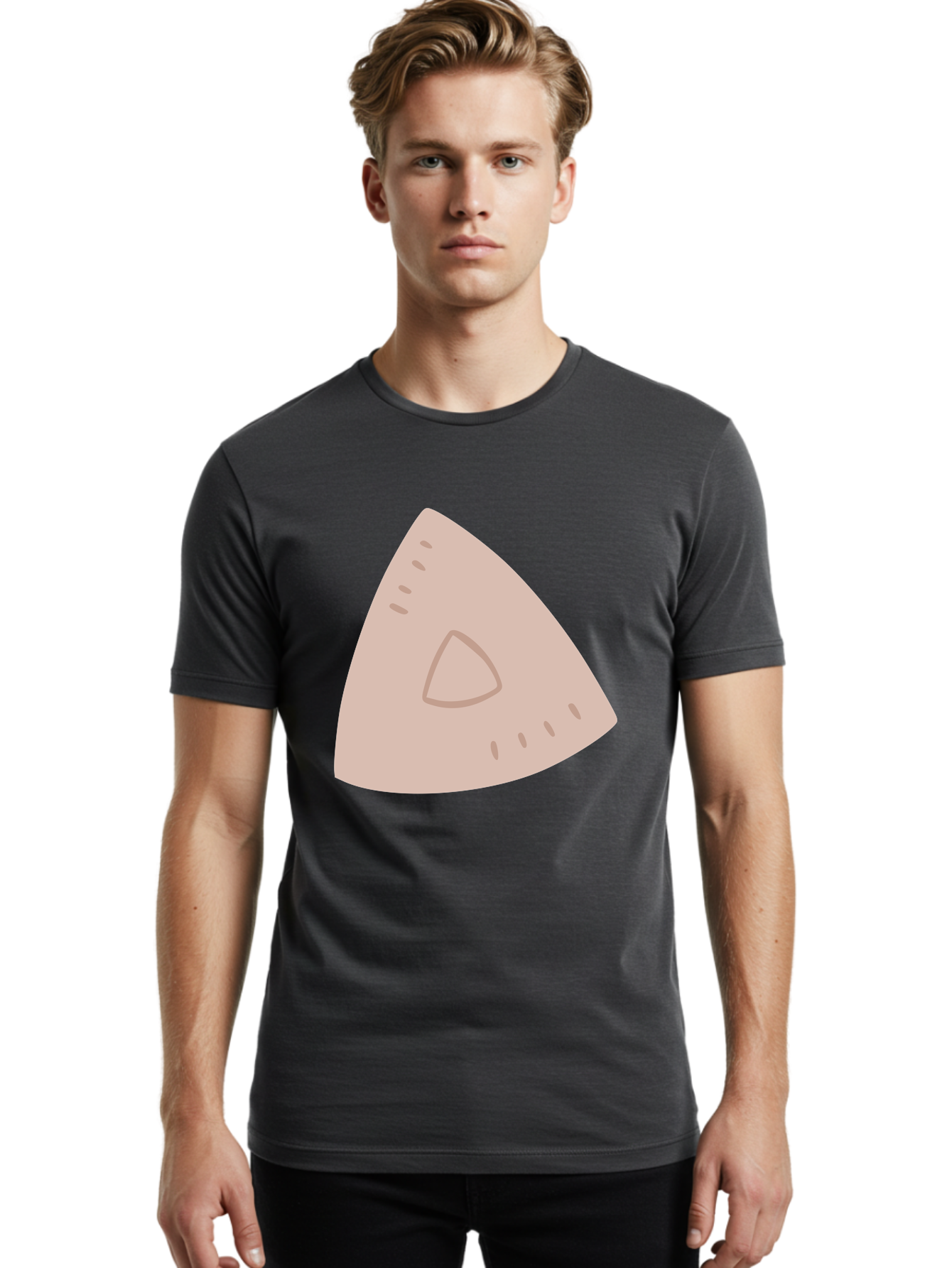 Triangle Men'S Graphic Tee, 100% Cotton, Comfortable Casual Summer Wear, Machine Washable, Tricorn Hat, Pirate Hat, Historical Fashion, 18Th Century Style, Cartoon Illustration, Minimalist Design, Simple Shapes, Muted Colors, Vintage Accessory Aac129
