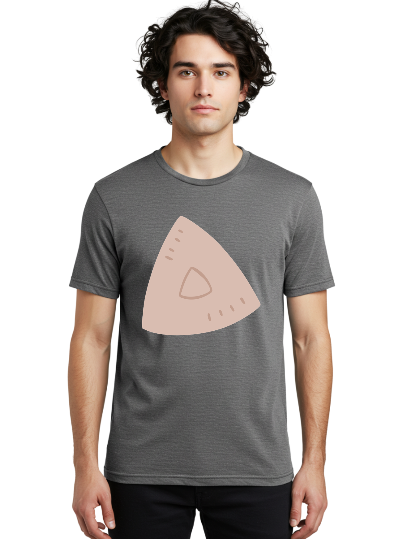 Triangle Men'S Graphic Tee, 100% Cotton, Comfortable Casual Summer Wear, Machine Washable, Tricorn Hat, Pirate Hat, Historical Fashion, 18Th Century Style, Cartoon Illustration, Minimalist Design, Simple Shapes, Muted Colors, Vintage Accessory Aac129