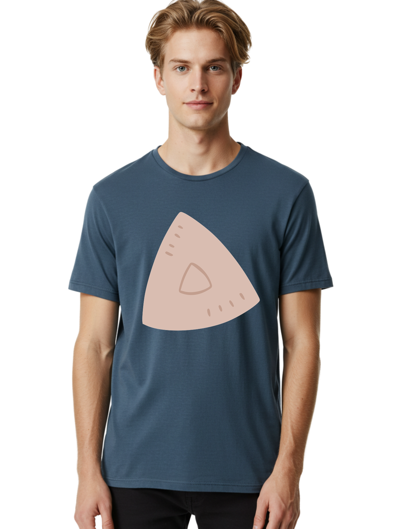 Triangle Men'S Graphic Tee, 100% Cotton, Comfortable Casual Summer Wear, Machine Washable, Tricorn Hat, Pirate Hat, Historical Fashion, 18Th Century Style, Cartoon Illustration, Minimalist Design, Simple Shapes, Muted Colors, Vintage Accessory Aac129