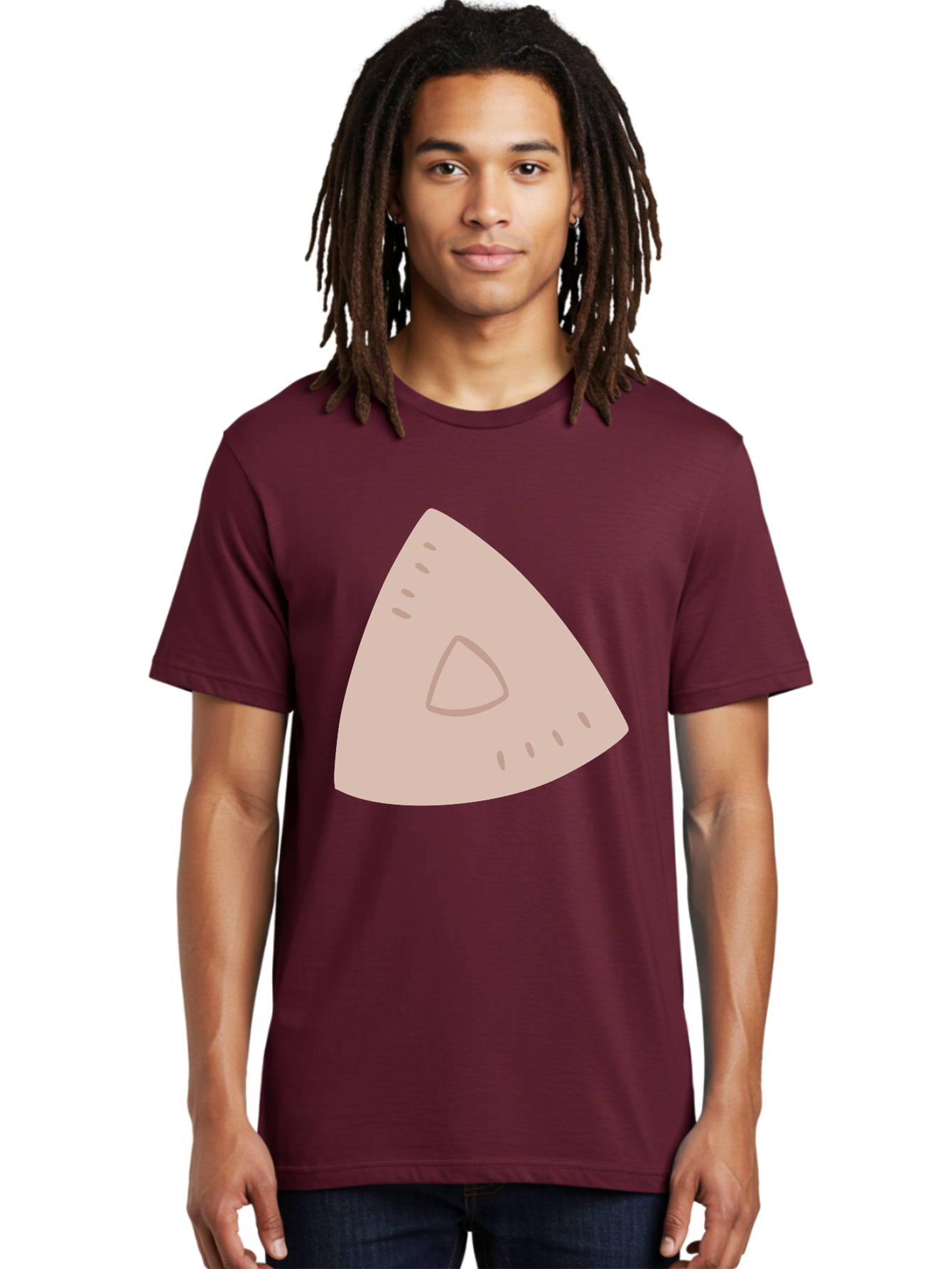 Triangle Men'S Graphic Tee, 100% Cotton, Comfortable Casual Summer Wear, Machine Washable, Tricorn Hat, Pirate Hat, Historical Fashion, 18Th Century Style, Cartoon Illustration, Minimalist Design, Simple Shapes, Muted Colors, Vintage Accessory Aac129