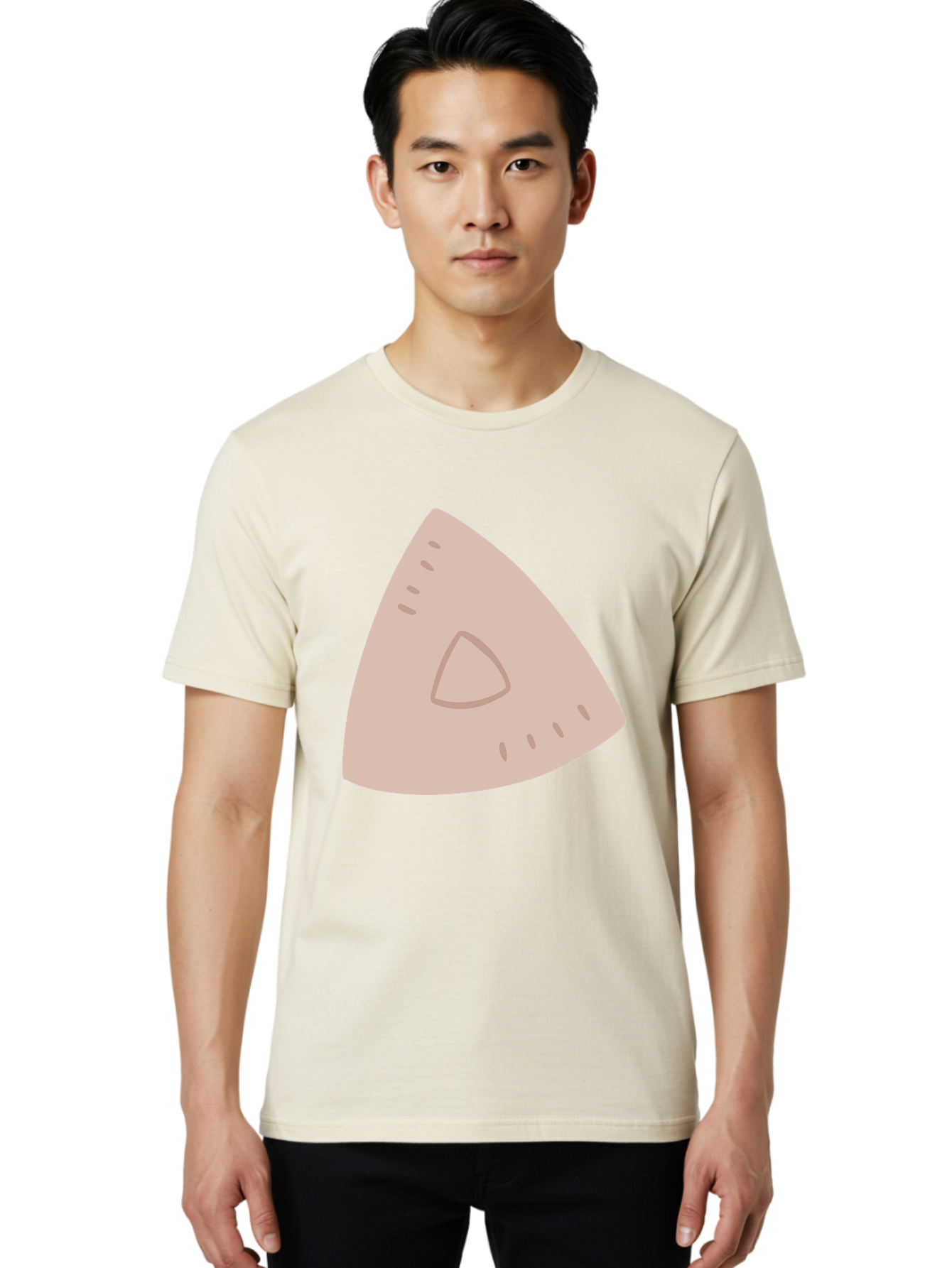 Triangle Men'S Graphic Tee, 100% Cotton, Comfortable Casual Summer Wear, Machine Washable, Tricorn Hat, Pirate Hat, Historical Fashion, 18Th Century Style, Cartoon Illustration, Minimalist Design, Simple Shapes, Muted Colors, Vintage Accessory Aac129