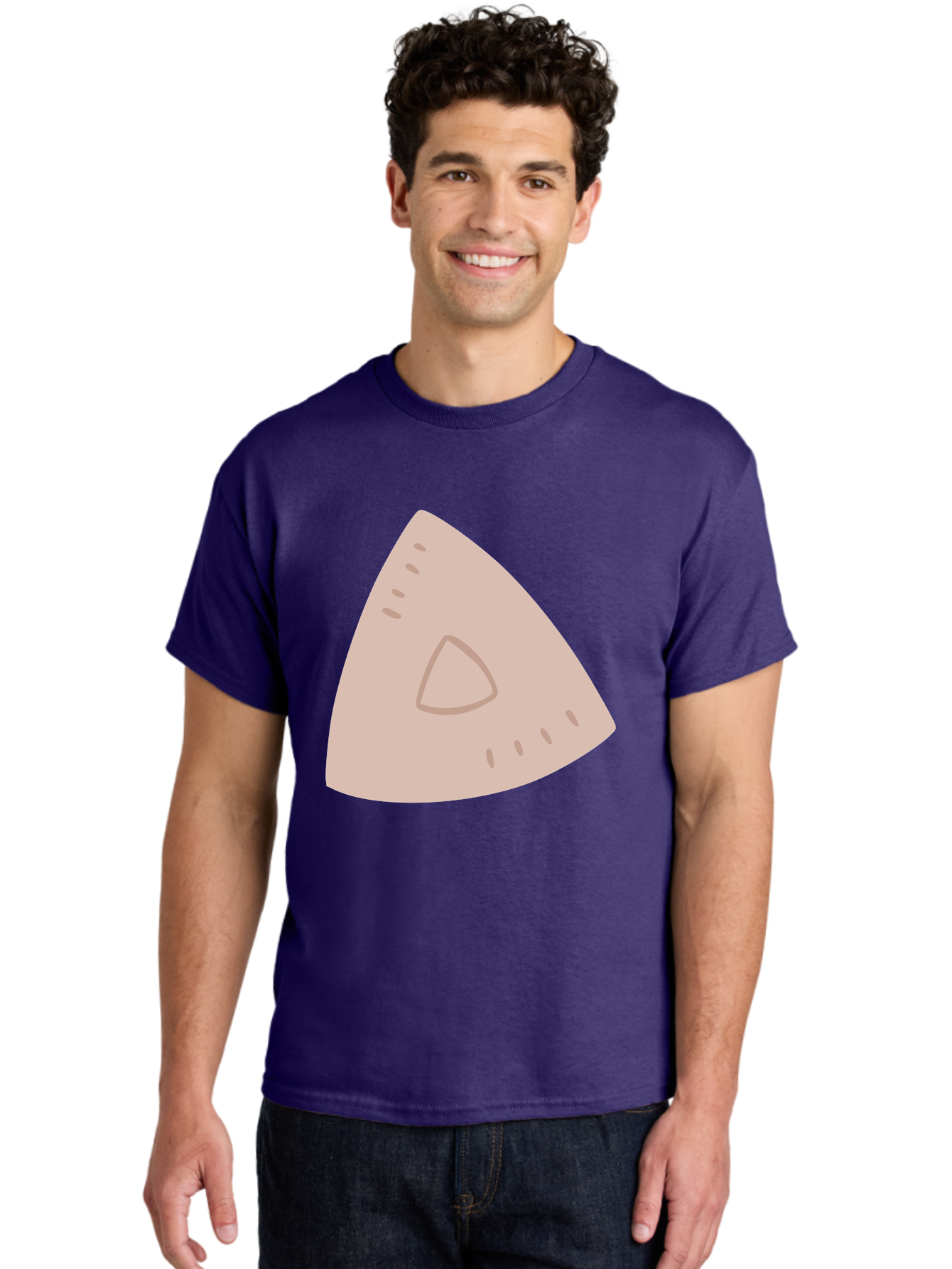 Triangle Men'S Graphic Tee, 100% Cotton, Comfortable Casual Summer Wear, Machine Washable, Tricorn Hat, Pirate Hat, Historical Fashion, 18Th Century Style, Cartoon Illustration, Minimalist Design, Simple Shapes, Muted Colors, Vintage Accessory Aac129