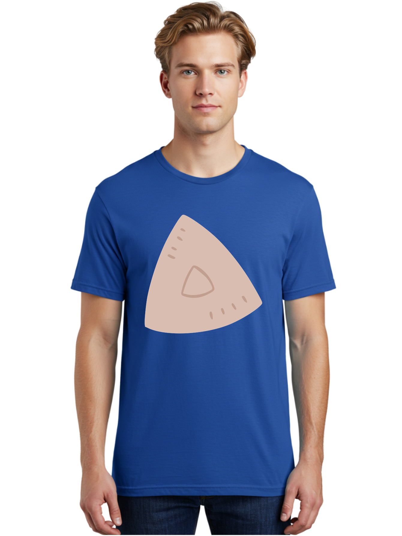 Triangle Men'S Graphic Tee, 100% Cotton, Comfortable Casual Summer Wear, Machine Washable, Tricorn Hat, Pirate Hat, Historical Fashion, 18Th Century Style, Cartoon Illustration, Minimalist Design, Simple Shapes, Muted Colors, Vintage Accessory Aac129