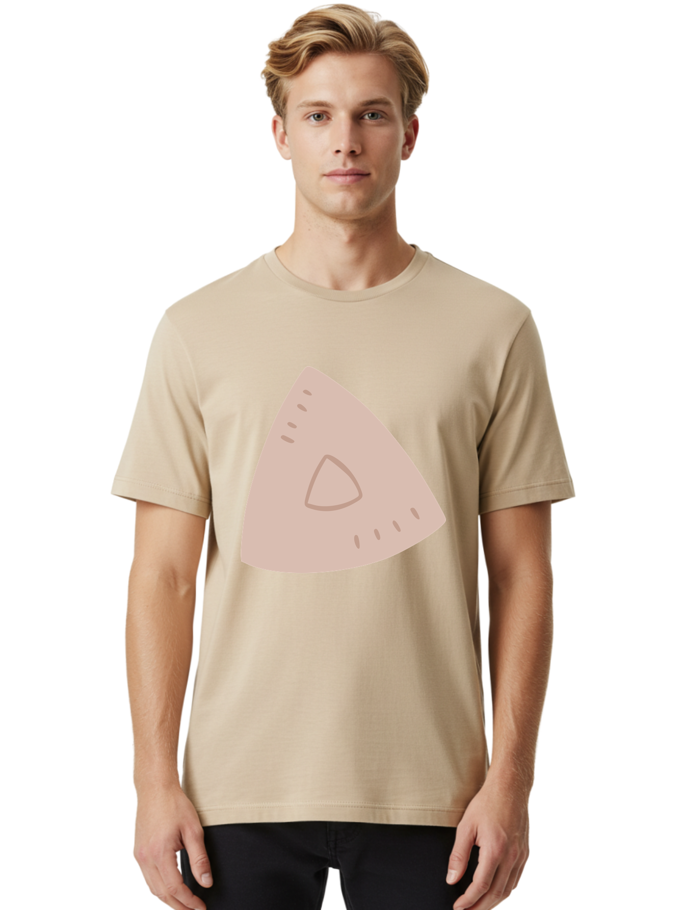 Triangle Men'S Graphic Tee, 100% Cotton, Comfortable Casual Summer Wear, Machine Washable, Tricorn Hat, Pirate Hat, Historical Fashion, 18Th Century Style, Cartoon Illustration, Minimalist Design, Simple Shapes, Muted Colors, Vintage Accessory Aac129