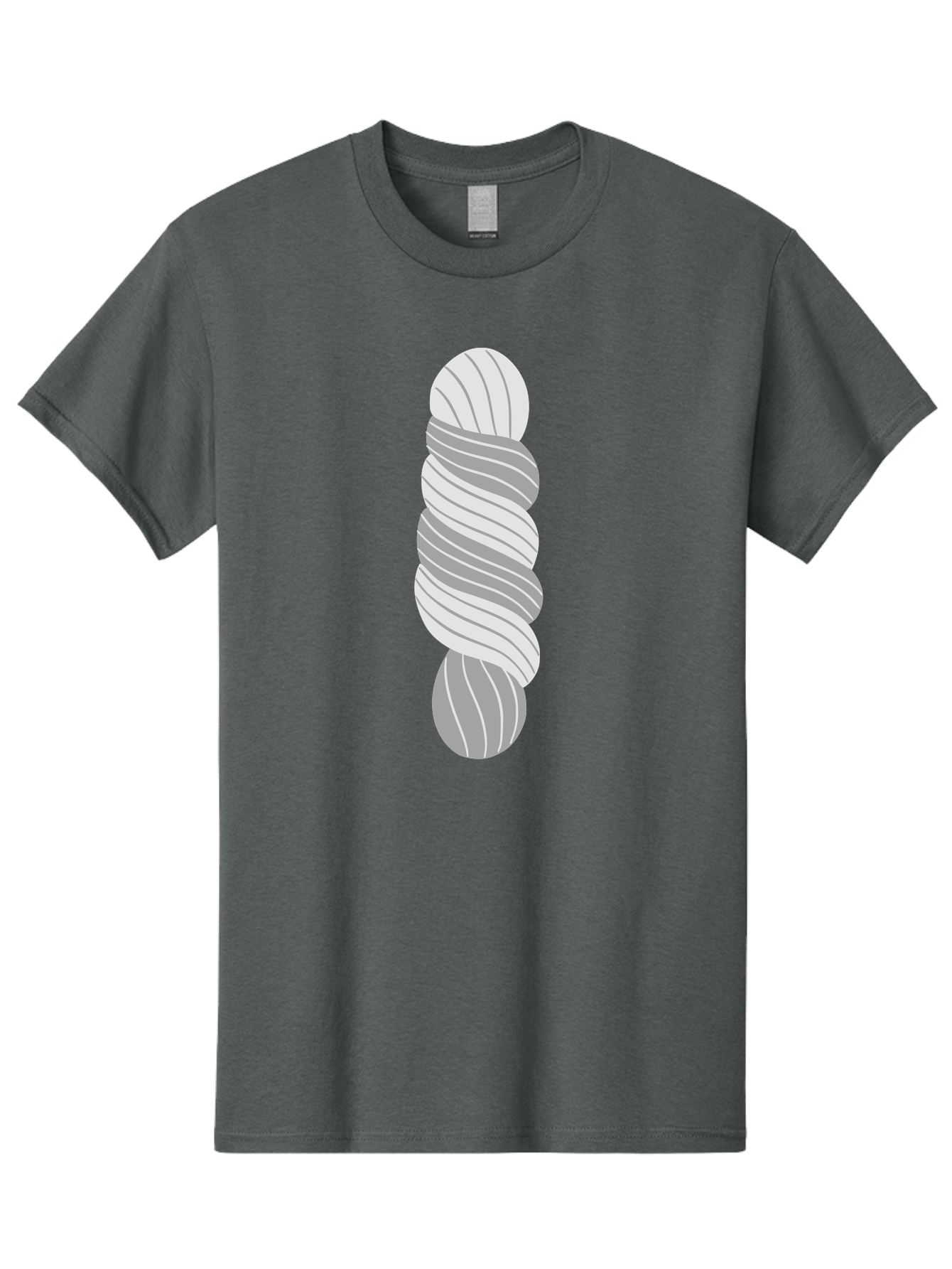 Twisted-Rope Men'S Graphic Tee, 100% Cotton, Comfortable Casual Summer Wear, Machine Washable, Twisted Yarn, Knitting Material, Gray And White Yarn, Crafting Supplies, Textile Art, Creative Hobbies, Diy Projects, Handmade Crafts Aac131