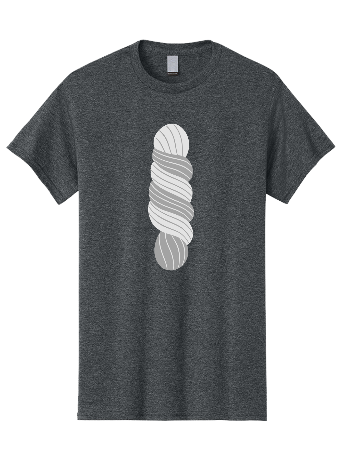 Twisted-Rope Men'S Graphic Tee, 100% Cotton, Comfortable Casual Summer Wear, Machine Washable, Twisted Yarn, Knitting Material, Gray And White Yarn, Crafting Supplies, Textile Art, Creative Hobbies, Diy Projects, Handmade Crafts Aac131