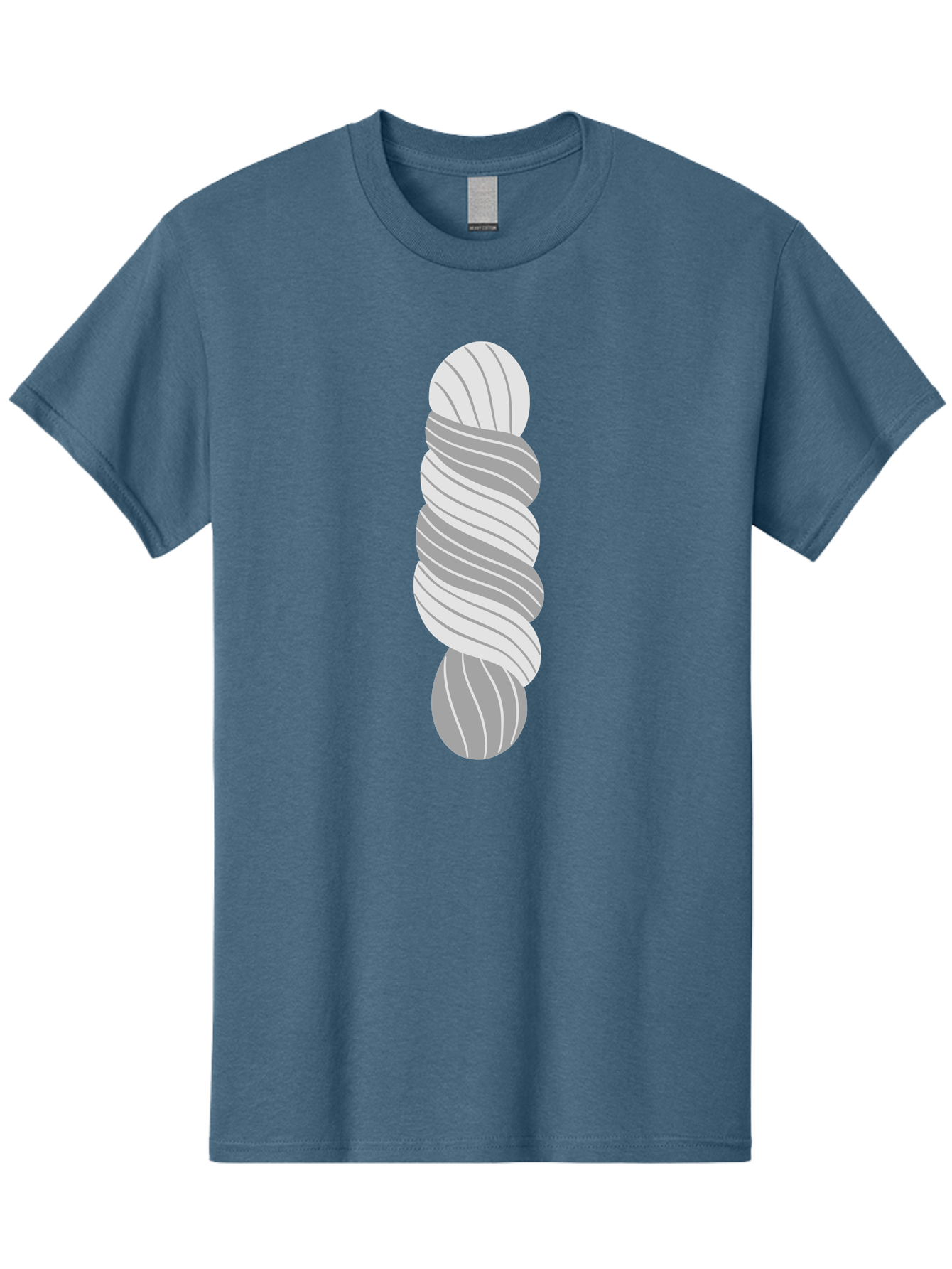 Twisted-Rope Men'S Graphic Tee, 100% Cotton, Comfortable Casual Summer Wear, Machine Washable, Twisted Yarn, Knitting Material, Gray And White Yarn, Crafting Supplies, Textile Art, Creative Hobbies, Diy Projects, Handmade Crafts Aac131