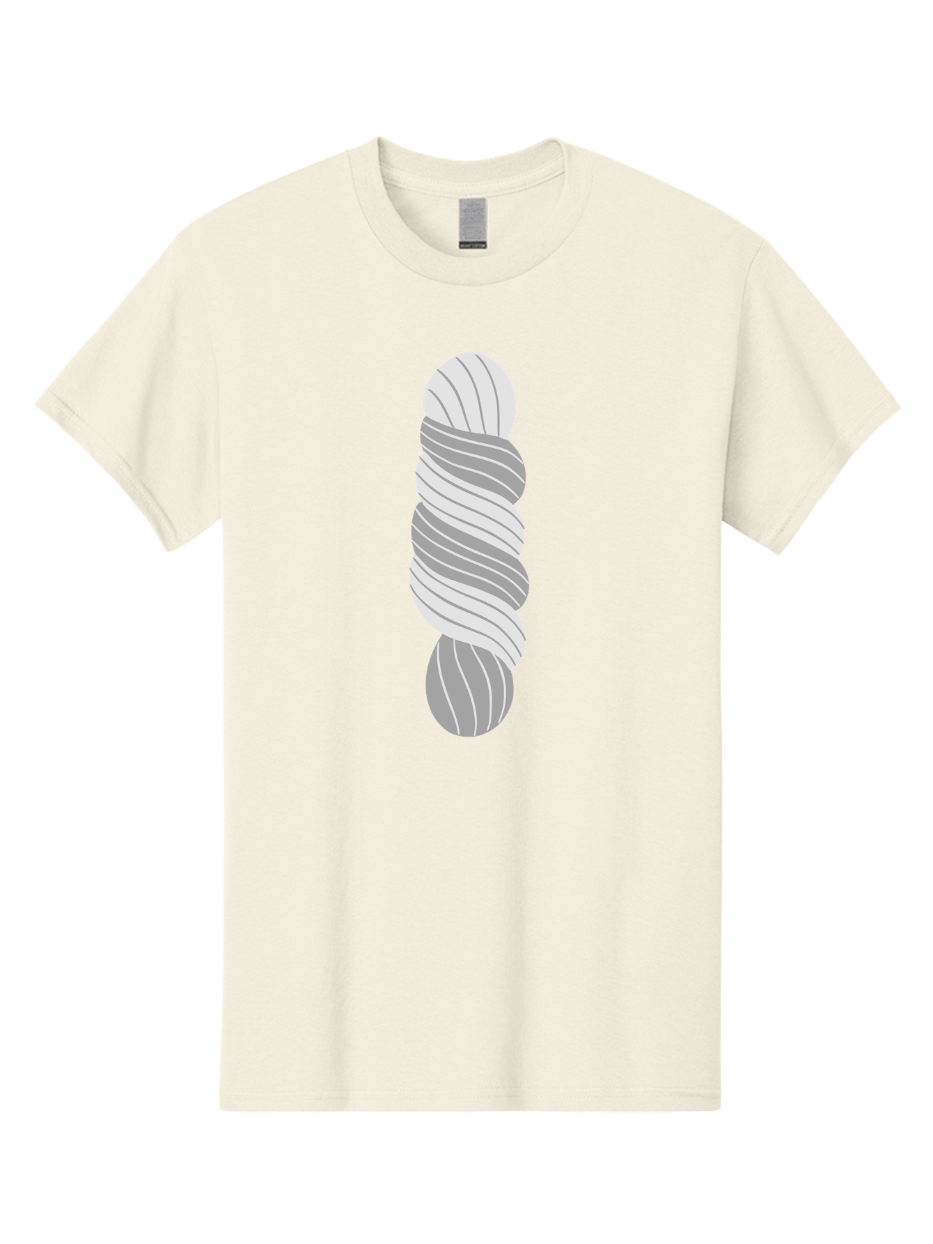 Twisted-Rope Men'S Graphic Tee, 100% Cotton, Comfortable Casual Summer Wear, Machine Washable, Twisted Yarn, Knitting Material, Gray And White Yarn, Crafting Supplies, Textile Art, Creative Hobbies, Diy Projects, Handmade Crafts Aac131