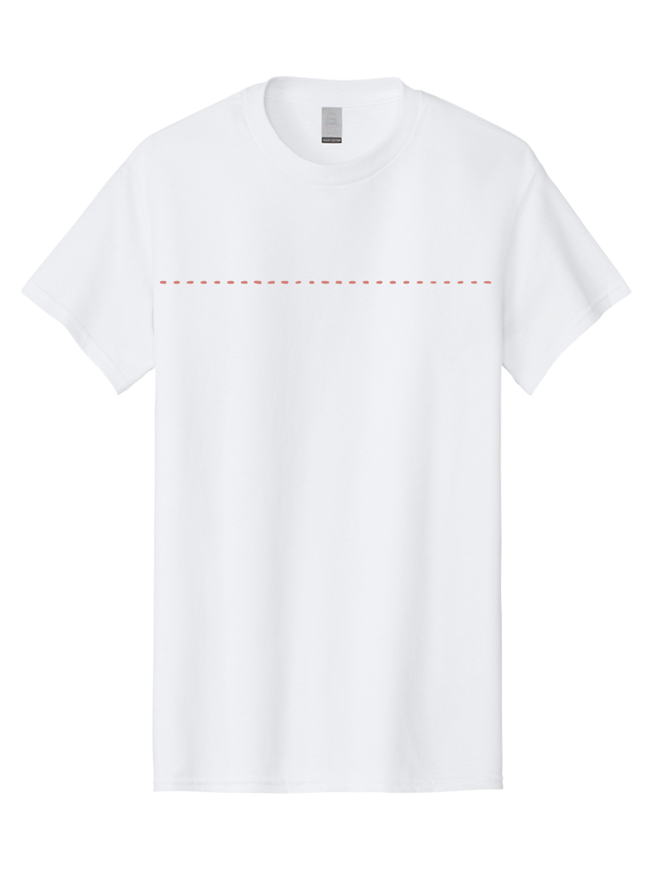 White-Dotted-Line Men'S Graphic Tee, 100% Cotton, Comfortable Casual Summer Wear, Machine Washable, Dotted Line, Horizontal Line, Simple Design, Minimalist Aesthetic, Graphic Element, Creative Design, Line Art Aac136