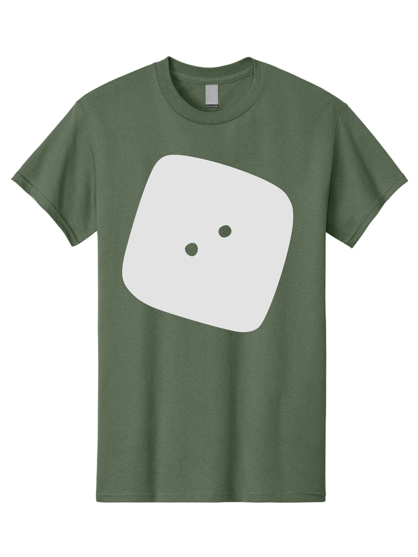 White-Rounded-Square-With-Two-Green-Dots Men'S Graphic Tee, 100% Cotton, Comfortable Casual Summer Wear, Machine Washable, Simple Smiley Face, Minimalist Design, Cute Emoji, Rounded Square Shape, Green Dots, Friendly Expression, Digital Icon, Aac137