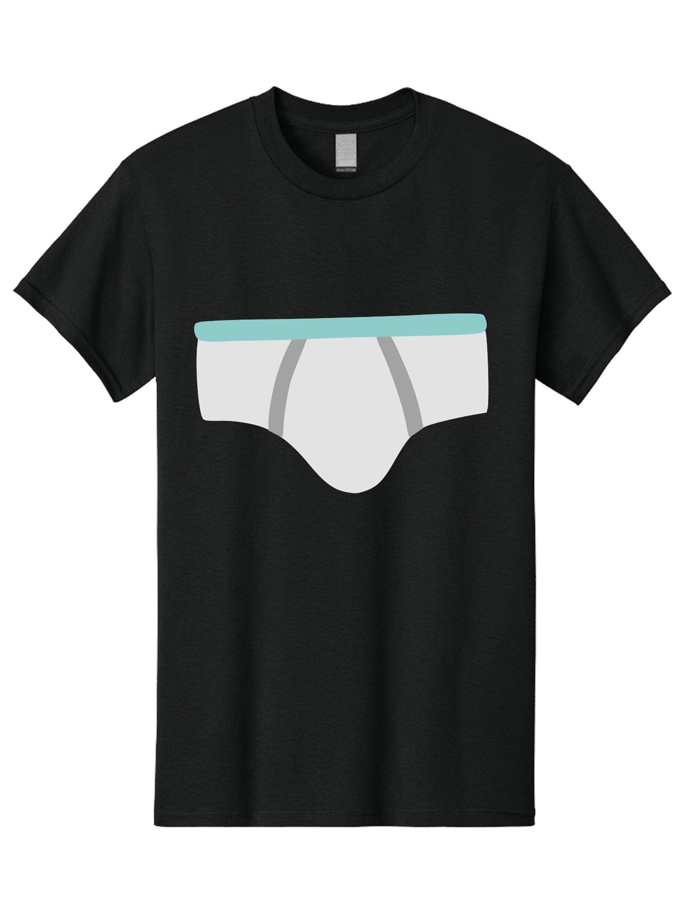 White-Underwear Men'S Graphic Tee, 100% Cotton, Comfortable Casual Summer Wear, Machine Washable, Men'S Briefs, White Underwear, Gray Stripes, Light Blue Waistband, Comfortable Undergarments, Minimalist Design, Simple Illustration Aac138