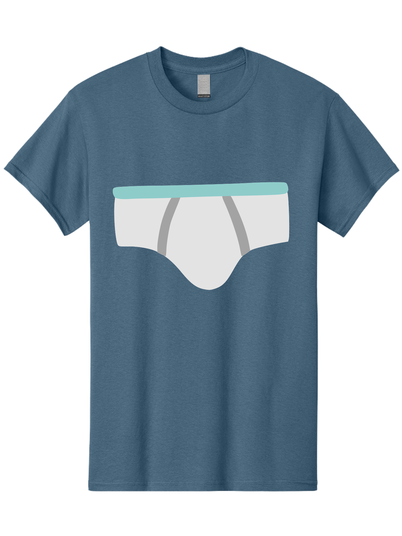 White-Underwear Men'S Graphic Tee, 100% Cotton, Comfortable Casual Summer Wear, Machine Washable, Men'S Briefs, White Underwear, Gray Stripes, Light Blue Waistband, Comfortable Undergarments, Minimalist Design, Simple Illustration Aac138