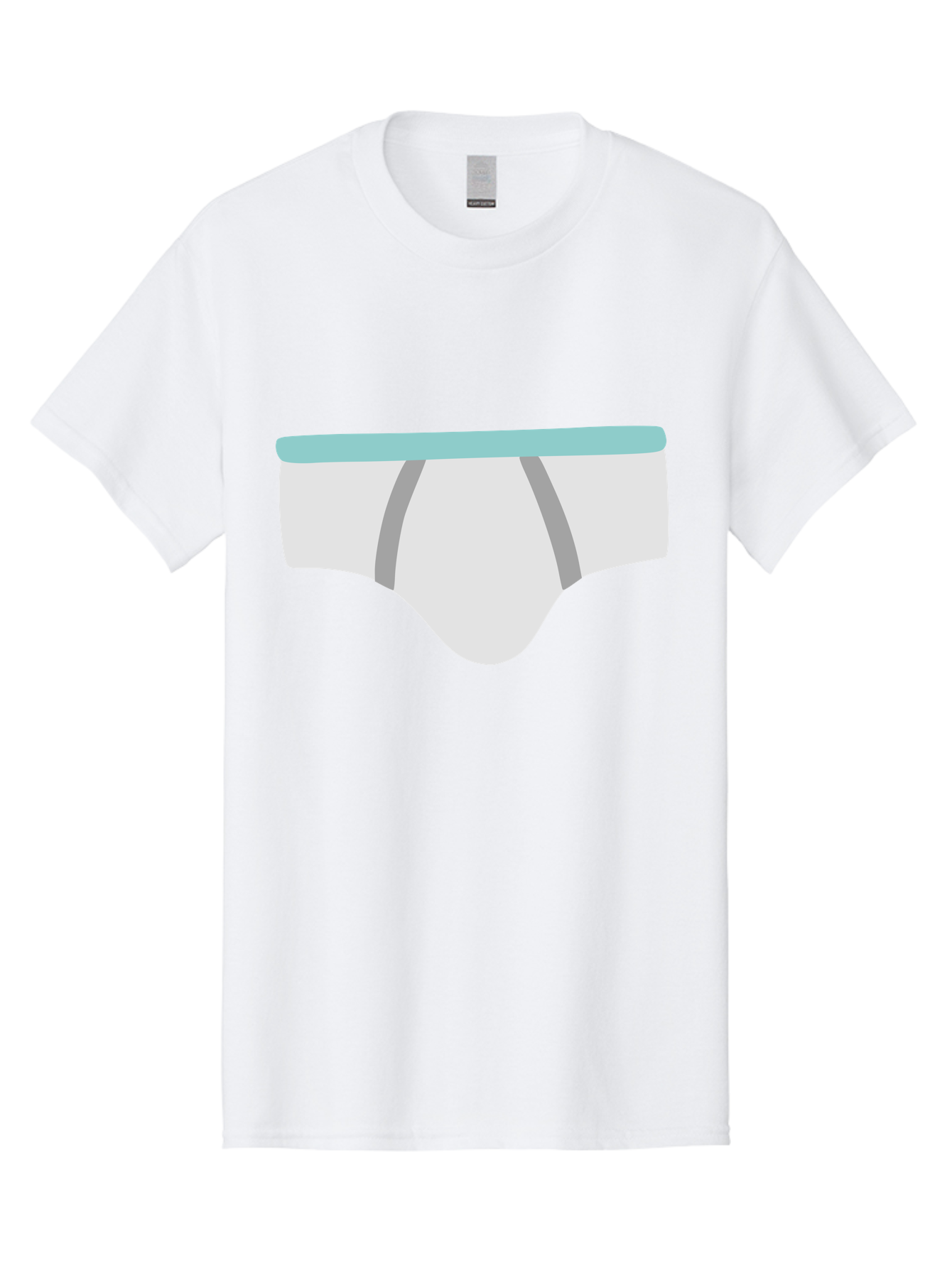 White-Underwear Men'S Graphic Tee, 100% Cotton, Comfortable Casual Summer Wear, Machine Washable, Men'S Briefs, White Underwear, Gray Stripes, Light Blue Waistband, Comfortable Undergarments, Minimalist Design, Simple Illustration Aac138