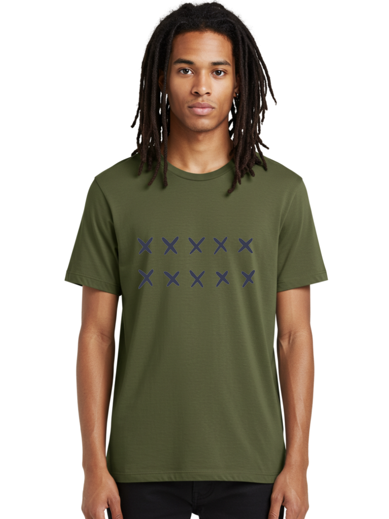 X-Marks Men'S Graphic Tee, 100% Cotton, Comfortable Casual Summer Wear, Machine Washable, Gray X Marks, Multiple X Symbols, Repetitive Pattern, Dark Gray Crosses, Identical Marks, Row Of X'S, Simple Design Elements, Symmetrical Arrangement Aac143