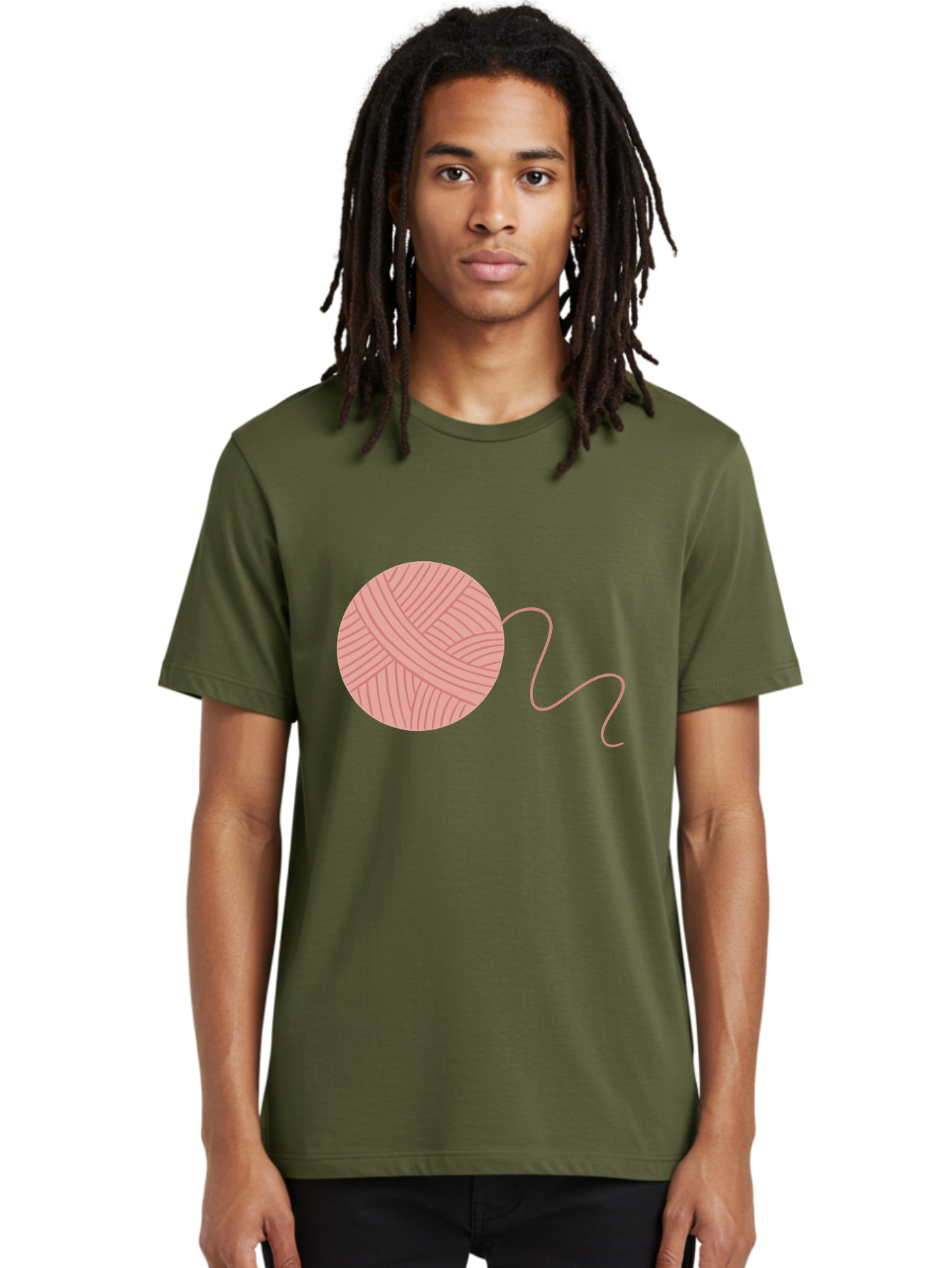 Yarn-Ball Men'S Graphic Tee, 100% Cotton, Comfortable Casual Summer Wear, Machine Washable, Pink Yarn, Ball Of Yarn, Knitting Supplies, Crochet Materials, Crafting Tools, Handmade Hobby, Diy Project, Yarn Thread, Pink Color Aac145