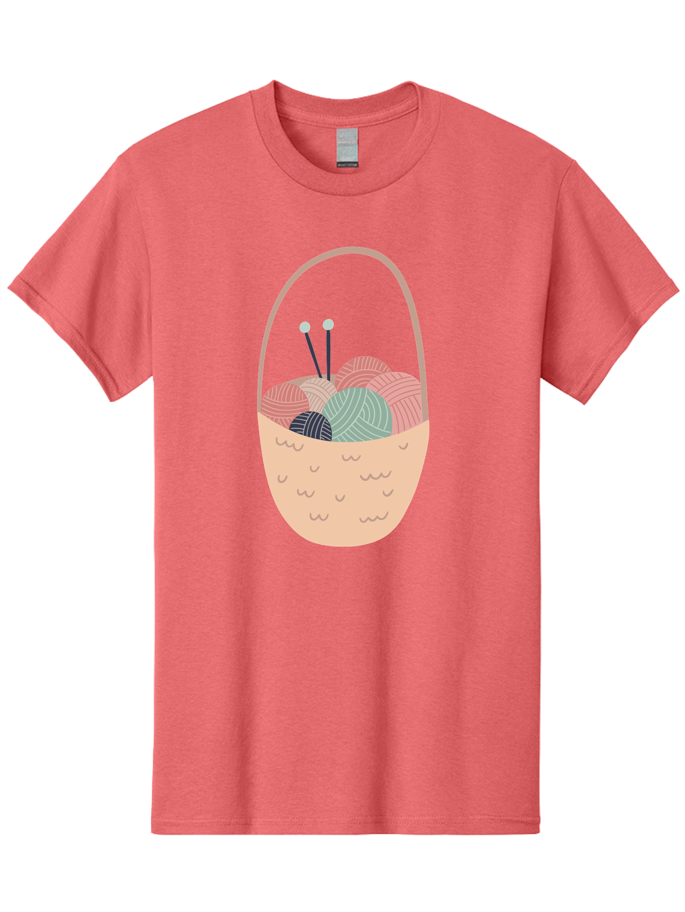 Yarn-Basket Men'S Graphic Tee, 100% Cotton, Comfortable Casual Summer Wear, Machine Washable, Yarn Balls, Knitting Needles, Knitting Basket, Pastel Colors, Hobby Supplies, Crafting Tools, Diy Accessories, Handmade Materials Aac146