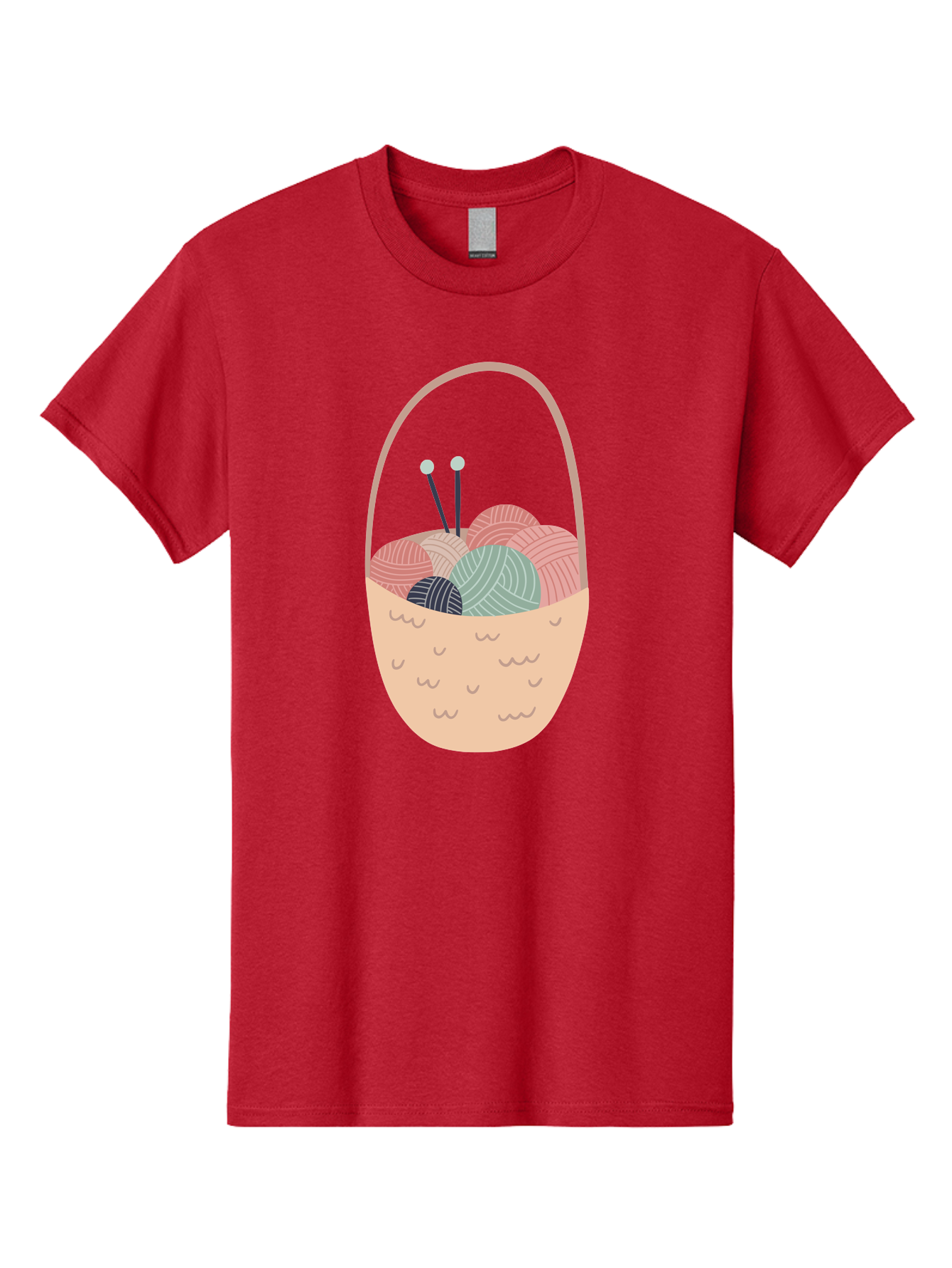 Yarn-Basket Men'S Graphic Tee, 100% Cotton, Comfortable Casual Summer Wear, Machine Washable, Yarn Balls, Knitting Needles, Knitting Basket, Pastel Colors, Hobby Supplies, Crafting Tools, Diy Accessories, Handmade Materials Aac146