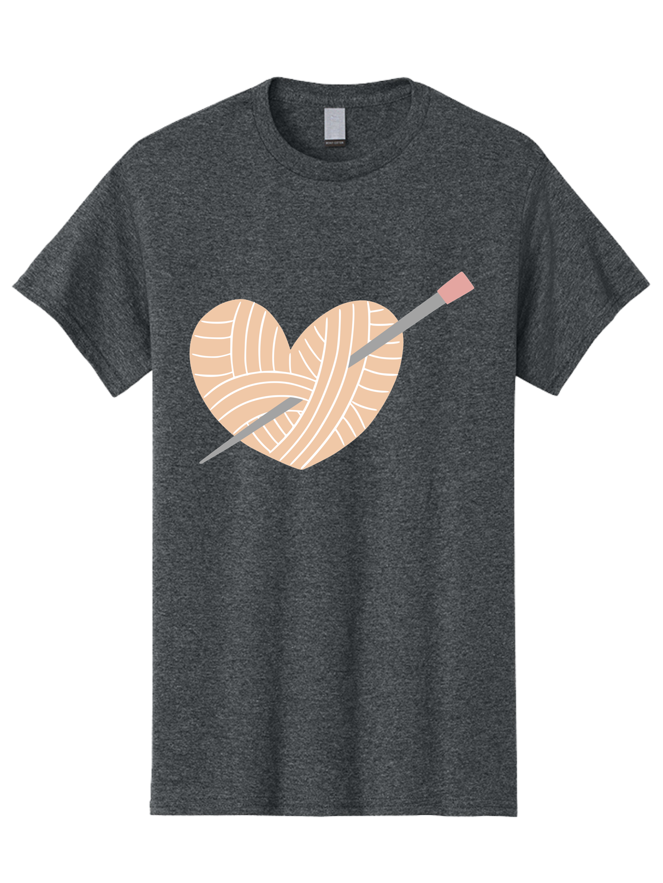 Yarn-Heart-Knitting-Needles Men'S Graphic Tee, 100% Cotton, Comfortable Casual Summer Wear, Machine Washable, Heart Shaped Yarn, Knitting Needles, Crochet, Handmade, Pink Yarn, Crafting, Hobby, Fiber Art, Knitting, Diy Aac147