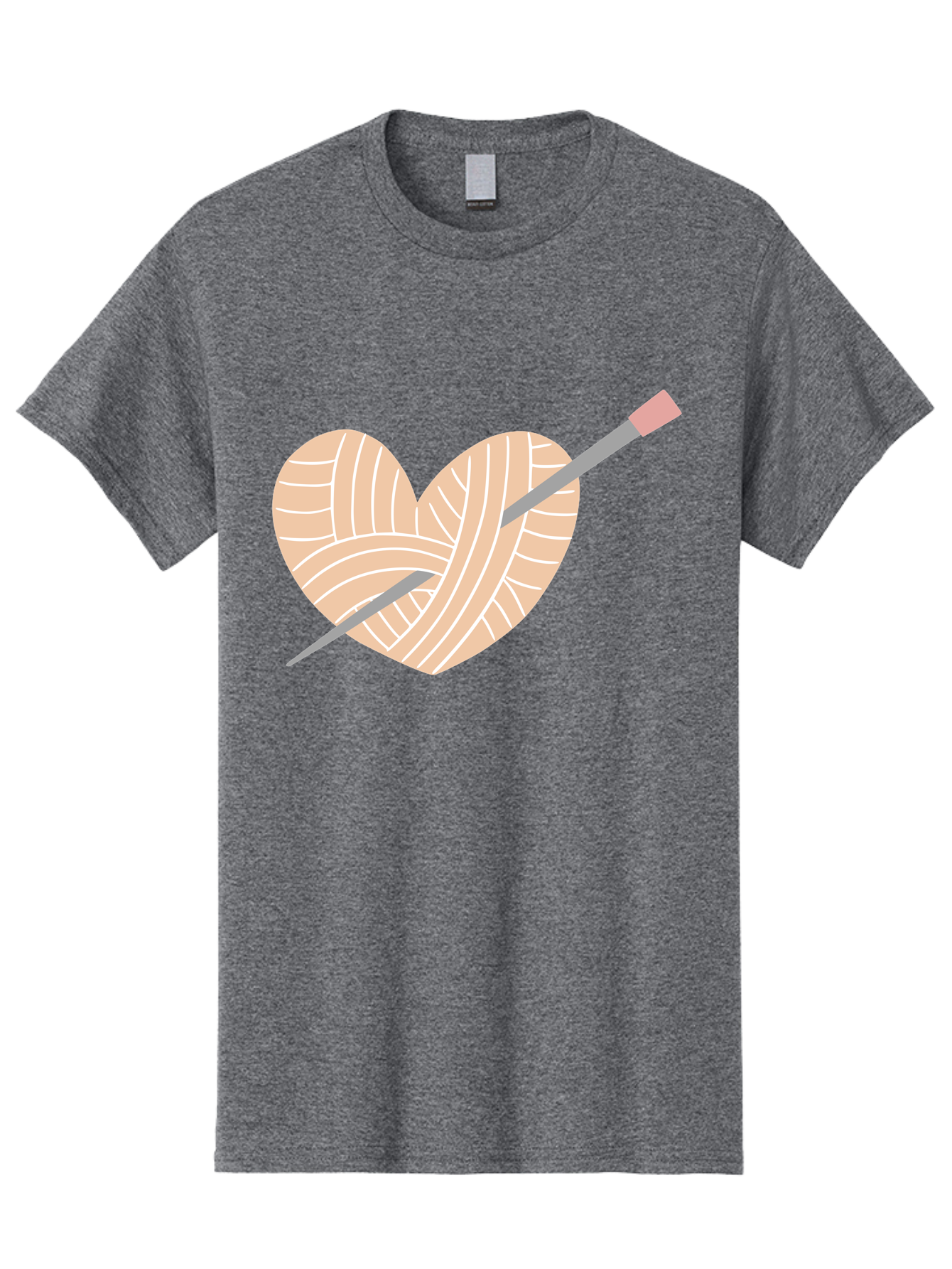 Yarn-Heart-Knitting-Needles Men'S Graphic Tee, 100% Cotton, Comfortable Casual Summer Wear, Machine Washable, Heart Shaped Yarn, Knitting Needles, Crochet, Handmade, Pink Yarn, Crafting, Hobby, Fiber Art, Knitting, Diy Aac147