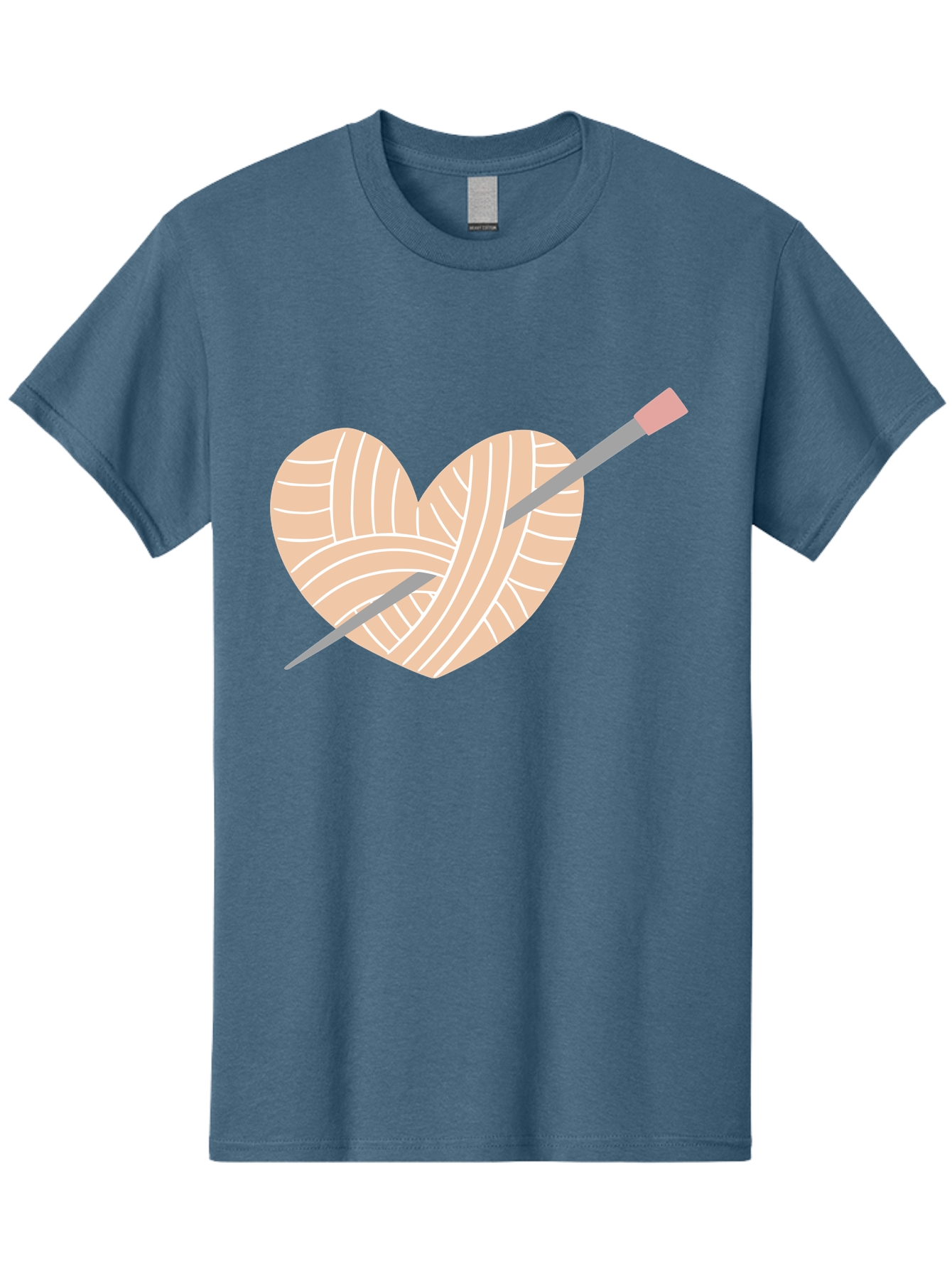 Yarn-Heart-Knitting-Needles Men'S Graphic Tee, 100% Cotton, Comfortable Casual Summer Wear, Machine Washable, Heart Shaped Yarn, Knitting Needles, Crochet, Handmade, Pink Yarn, Crafting, Hobby, Fiber Art, Knitting, Diy Aac147