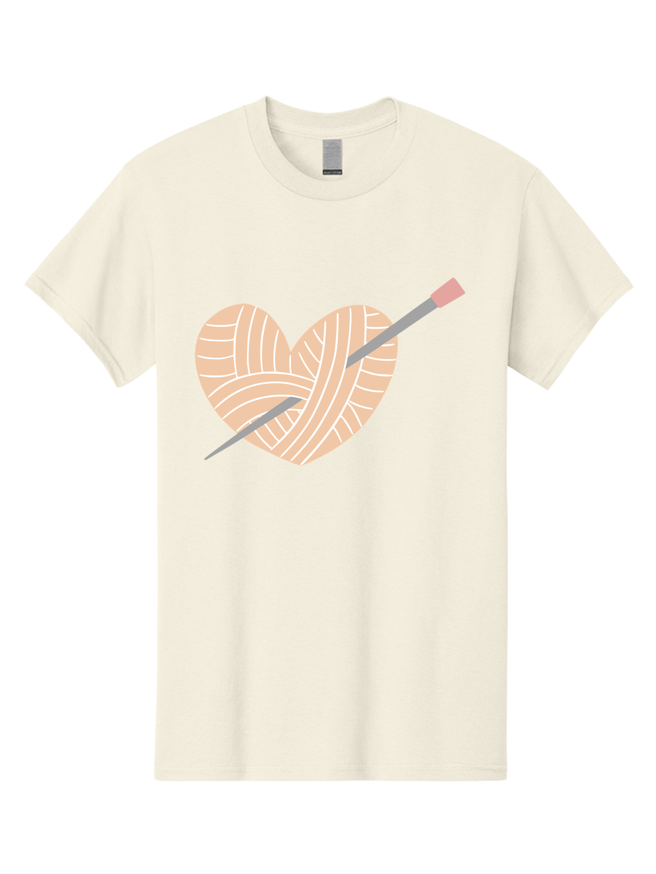 Yarn-Heart-Knitting-Needles Men'S Graphic Tee, 100% Cotton, Comfortable Casual Summer Wear, Machine Washable, Heart Shaped Yarn, Knitting Needles, Crochet, Handmade, Pink Yarn, Crafting, Hobby, Fiber Art, Knitting, Diy Aac147