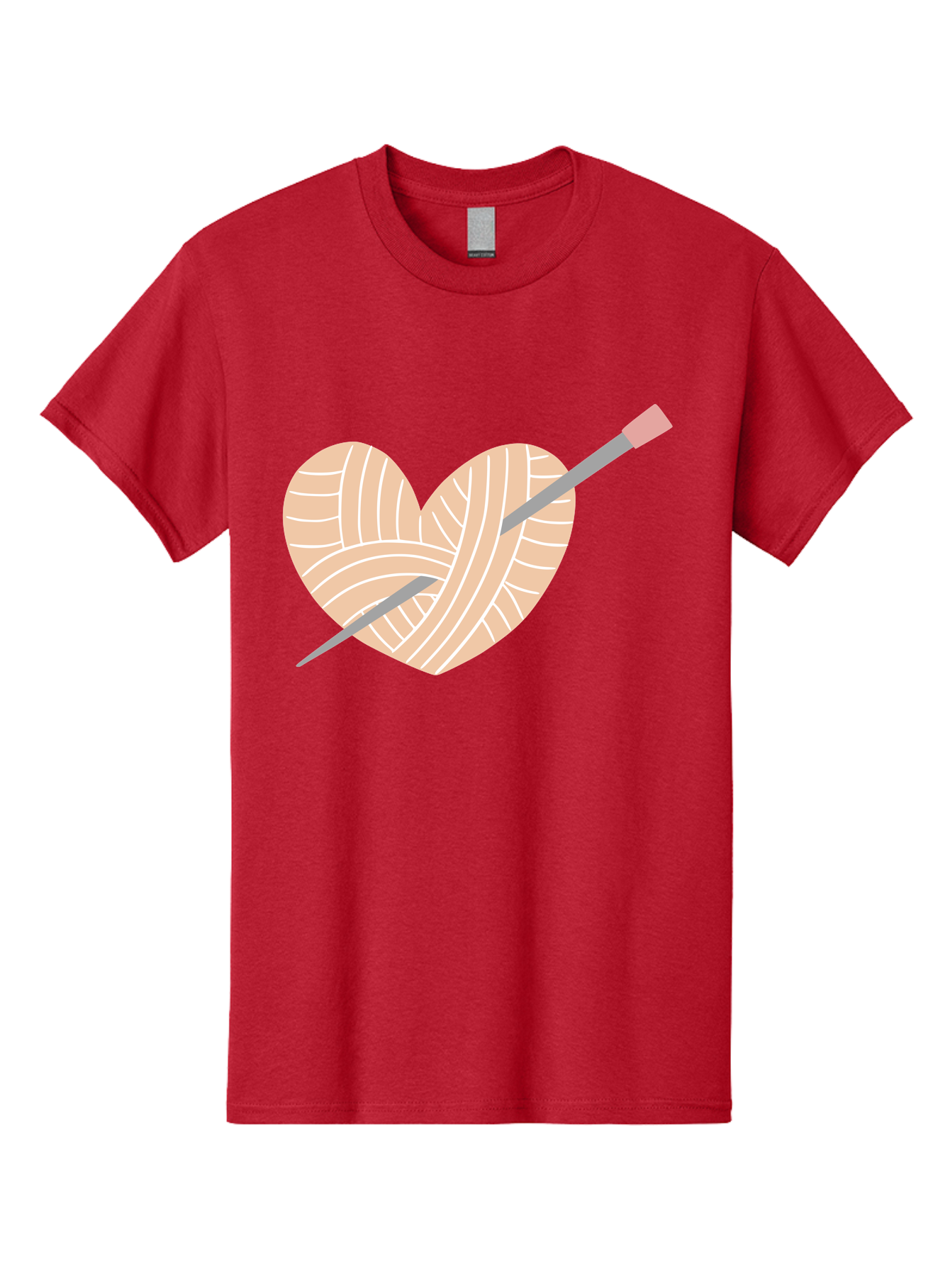 Yarn-Heart-Knitting-Needles Men'S Graphic Tee, 100% Cotton, Comfortable Casual Summer Wear, Machine Washable, Heart Shaped Yarn, Knitting Needles, Crochet, Handmade, Pink Yarn, Crafting, Hobby, Fiber Art, Knitting, Diy Aac147