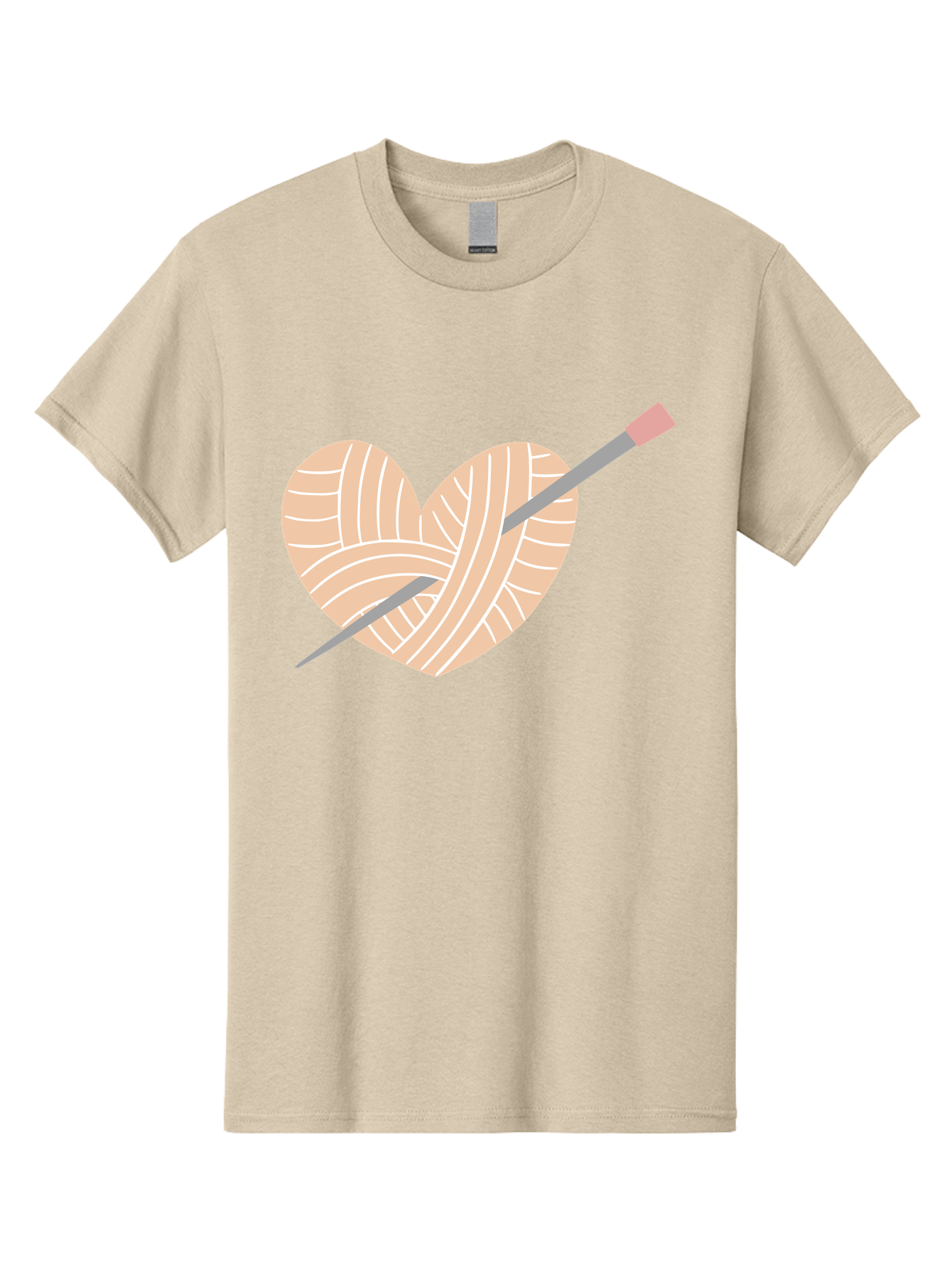 Yarn-Heart-Knitting-Needles Men'S Graphic Tee, 100% Cotton, Comfortable Casual Summer Wear, Machine Washable, Heart Shaped Yarn, Knitting Needles, Crochet, Handmade, Pink Yarn, Crafting, Hobby, Fiber Art, Knitting, Diy Aac147