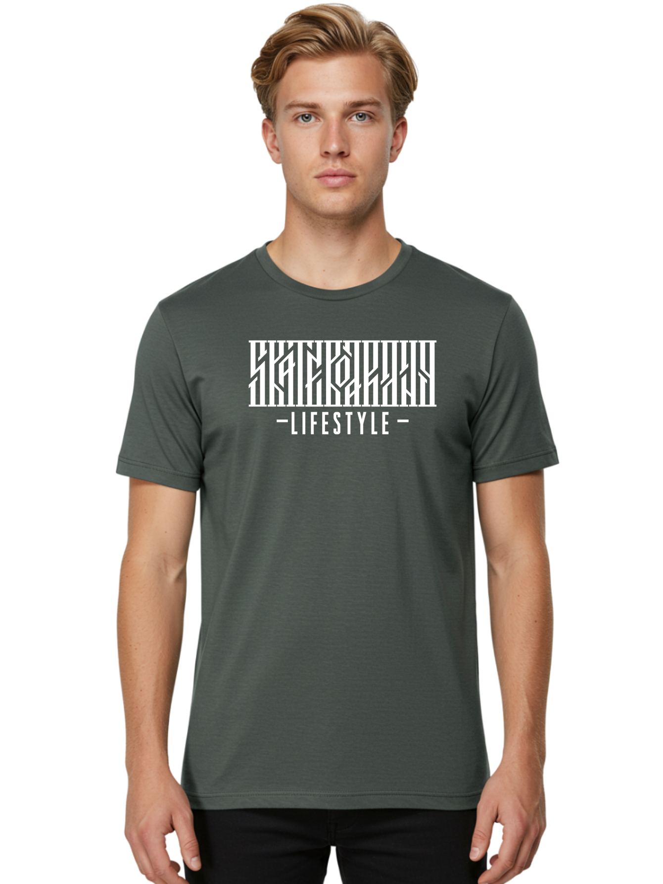 Lifestyle-1 Men'S Graphic Tee, 100% Cotton, Comfortable Casual Summer Wear, Machine Washable, Lifestyle Branding, White Typography, Modern Design, Geometric Patterns, Fashion Statement, Urban Style, Chic Aesthetics Aac151