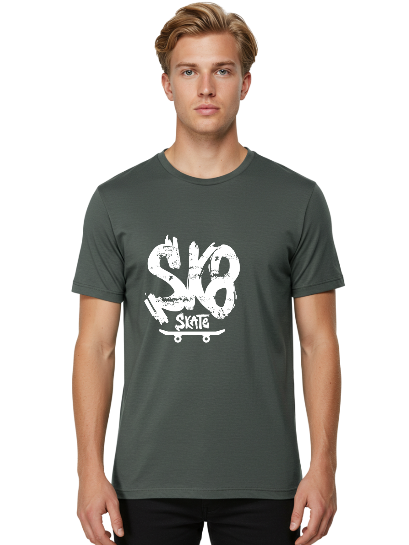 Sk8-2 Men'S Graphic Tee, 100% Cotton, Comfortable Casual Summer Wear, Machine Washable, Skateboarding Logo, Skate Culture, Streetwear Fashion, Action Sports, Skateboarding Brand, Edgy Design, Youth Lifestyle, Skateboard Graphics Aac161