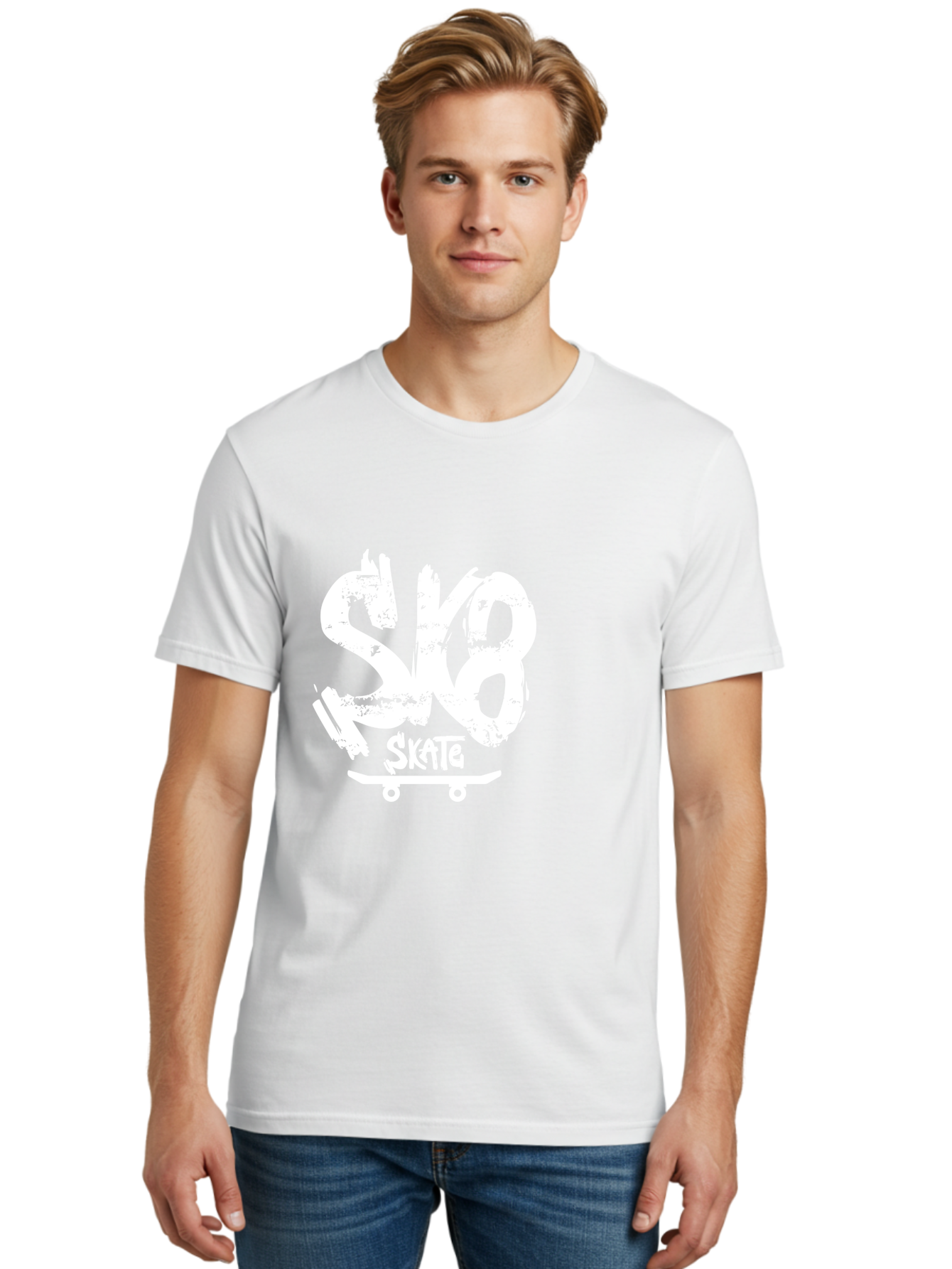 Sk8-2 Men'S Graphic Tee, 100% Cotton, Comfortable Casual Summer Wear, Machine Washable, Skateboarding Logo, Skate Culture, Streetwear Fashion, Action Sports, Skateboarding Brand, Edgy Design, Youth Lifestyle, Skateboard Graphics Aac161