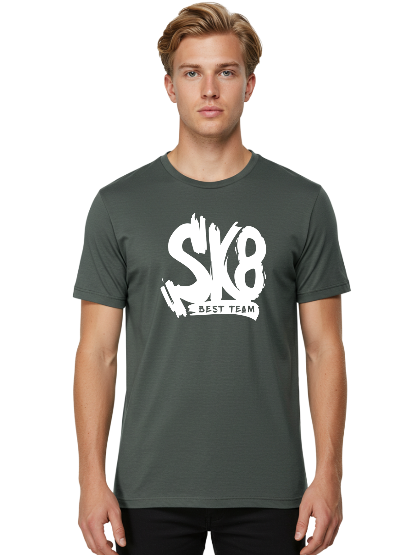 Sk8-Best-Team Men'S Graphic Tee, 100% Cotton, Comfortable Casual Summer Wear, Machine Washable, Action Sports Team Logo, Skateboarding Graphics, Team Spirit, Best Team Logo, Sports Branding, Team Identity, Skate Culture Aac164