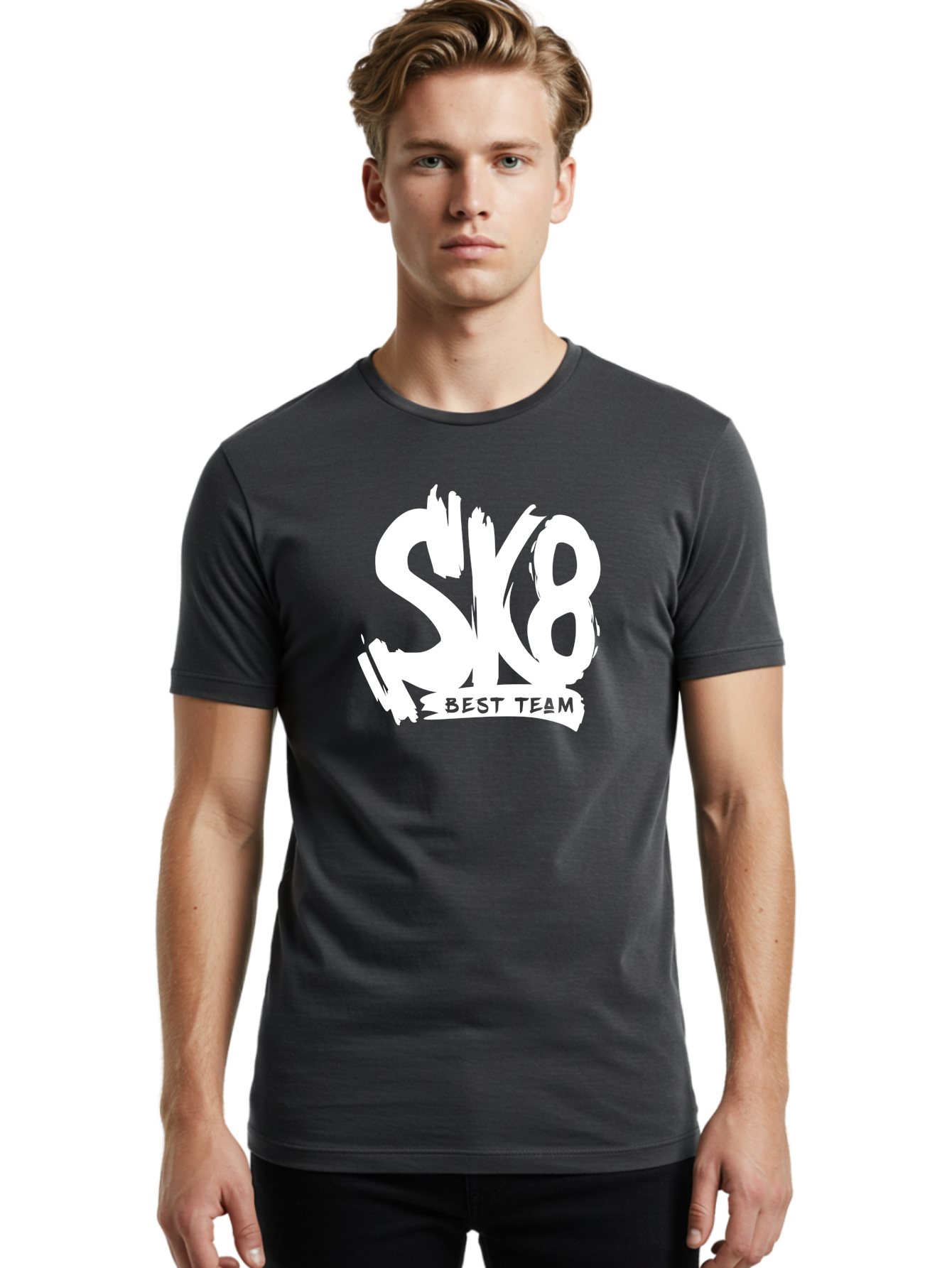Sk8-Best-Team Men'S Graphic Tee, 100% Cotton, Comfortable Casual Summer Wear, Machine Washable, Action Sports Team Logo, Skateboarding Graphics, Team Spirit, Best Team Logo, Sports Branding, Team Identity, Skate Culture Aac164
