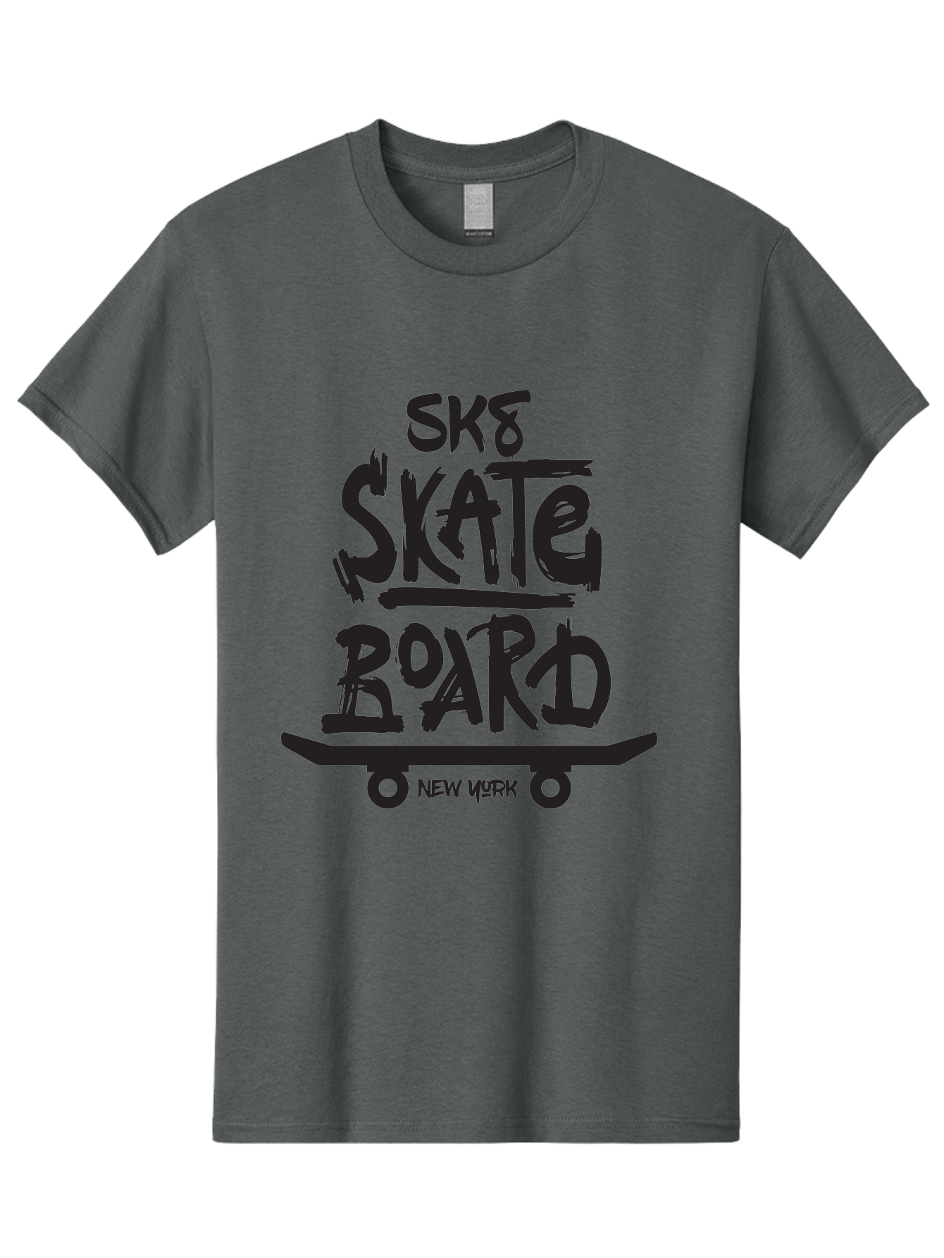 Sk8-Skate-Board-New-York Men'S Graphic Tee, 100% Cotton, Comfortable Casual Summer Wear, Machine Washable, Skateboard Culture, Street Skateboarding, New York Skate Scene, Skateboard Graphics, Urban Sports, Action Sports, Skateboard Art, Aac165