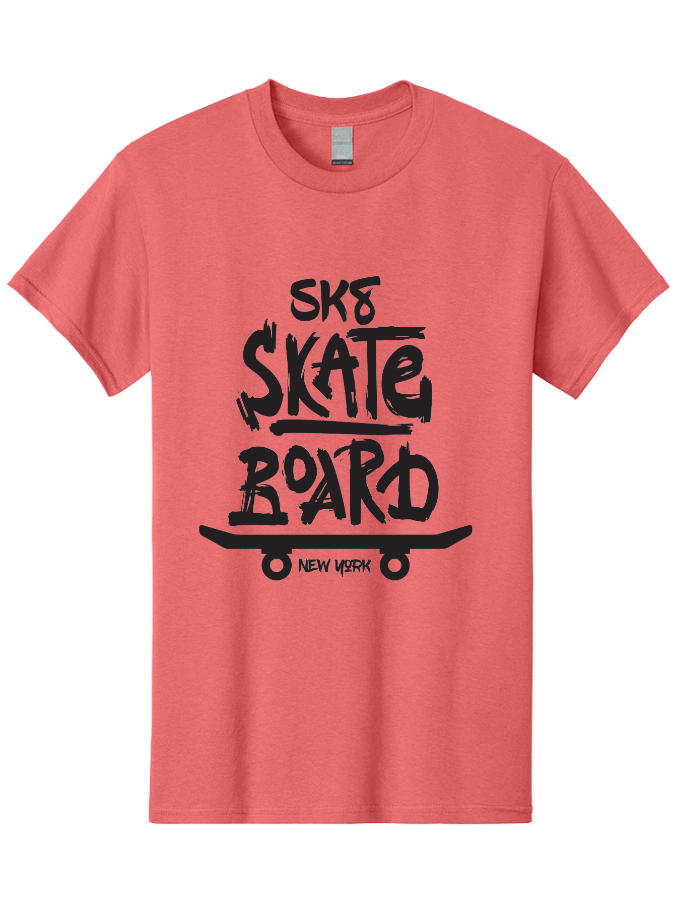 Sk8-Skate-Board-New-York Men'S Graphic Tee, 100% Cotton, Comfortable Casual Summer Wear, Machine Washable, Skateboard Culture, Street Skateboarding, New York Skate Scene, Skateboard Graphics, Urban Sports, Action Sports, Skateboard Art, Aac165