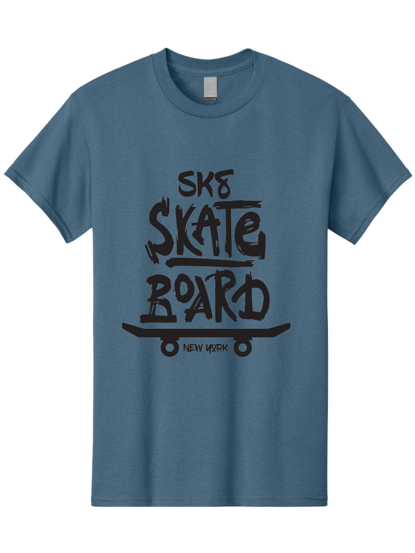 Sk8-Skate-Board-New-York Men'S Graphic Tee, 100% Cotton, Comfortable Casual Summer Wear, Machine Washable, Skateboard Culture, Street Skateboarding, New York Skate Scene, Skateboard Graphics, Urban Sports, Action Sports, Skateboard Art, Aac165