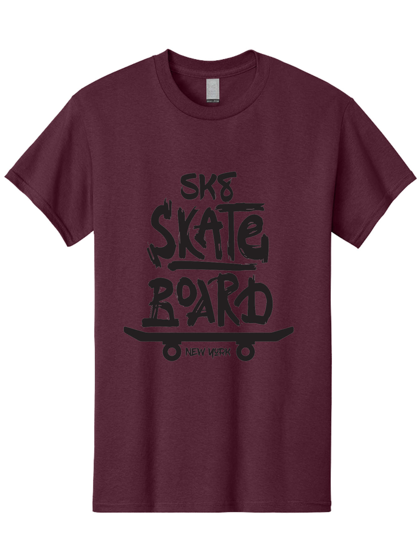 Sk8-Skate-Board-New-York Men'S Graphic Tee, 100% Cotton, Comfortable Casual Summer Wear, Machine Washable, Skateboard Culture, Street Skateboarding, New York Skate Scene, Skateboard Graphics, Urban Sports, Action Sports, Skateboard Art, Aac165