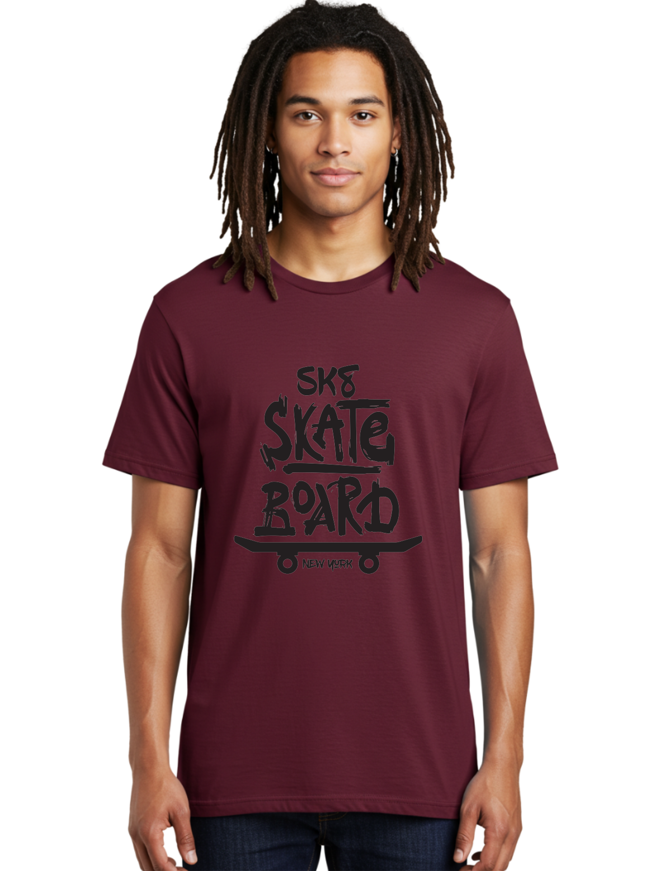 Sk8-Skate-Board-New-York Men'S Graphic Tee, 100% Cotton, Comfortable Casual Summer Wear, Machine Washable, Skateboard Culture, Street Skateboarding, New York Skate Scene, Skateboard Graphics, Urban Sports, Action Sports, Skateboard Art, Aac165