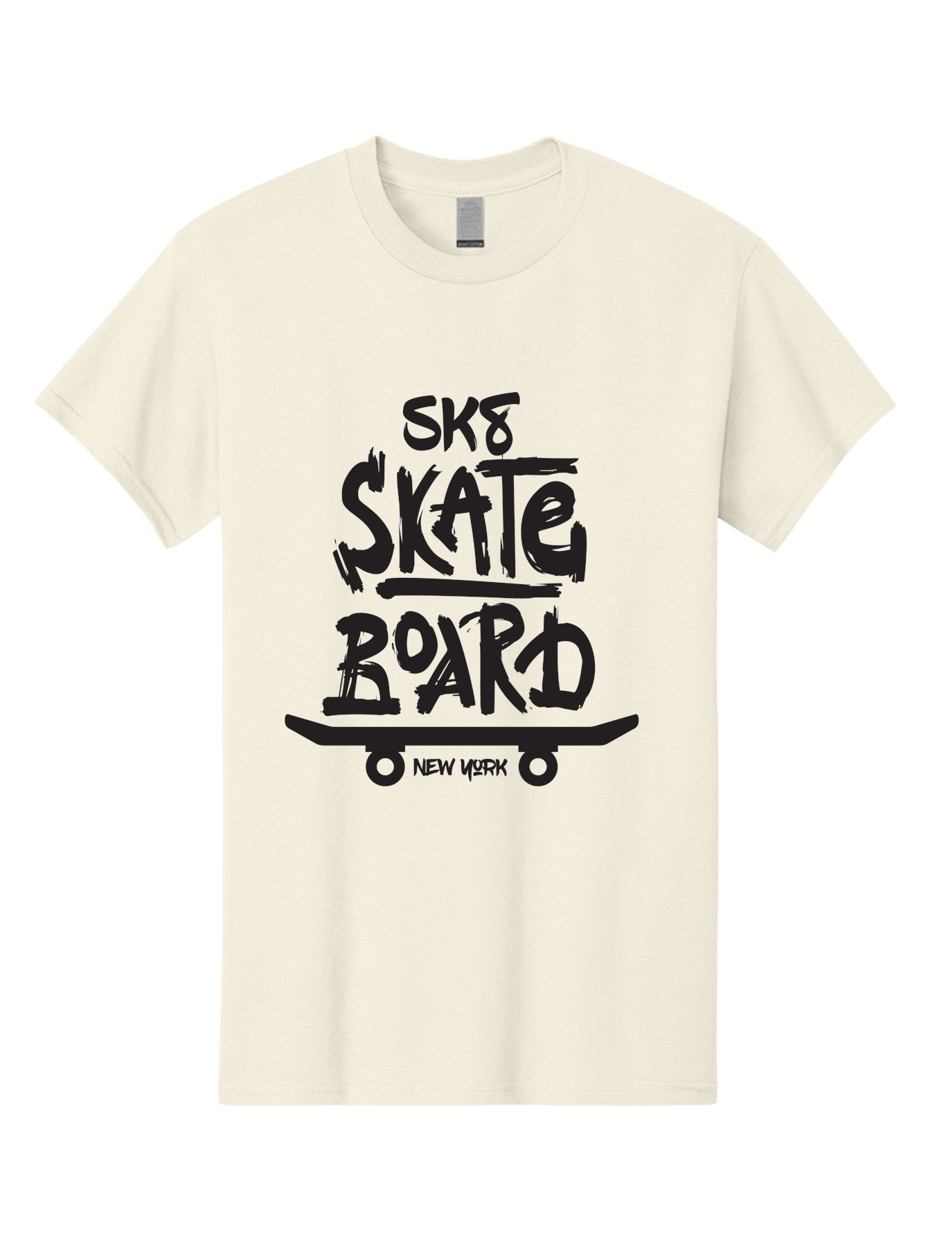 Sk8-Skate-Board-New-York Men'S Graphic Tee, 100% Cotton, Comfortable Casual Summer Wear, Machine Washable, Skateboard Culture, Street Skateboarding, New York Skate Scene, Skateboard Graphics, Urban Sports, Action Sports, Skateboard Art, Aac165
