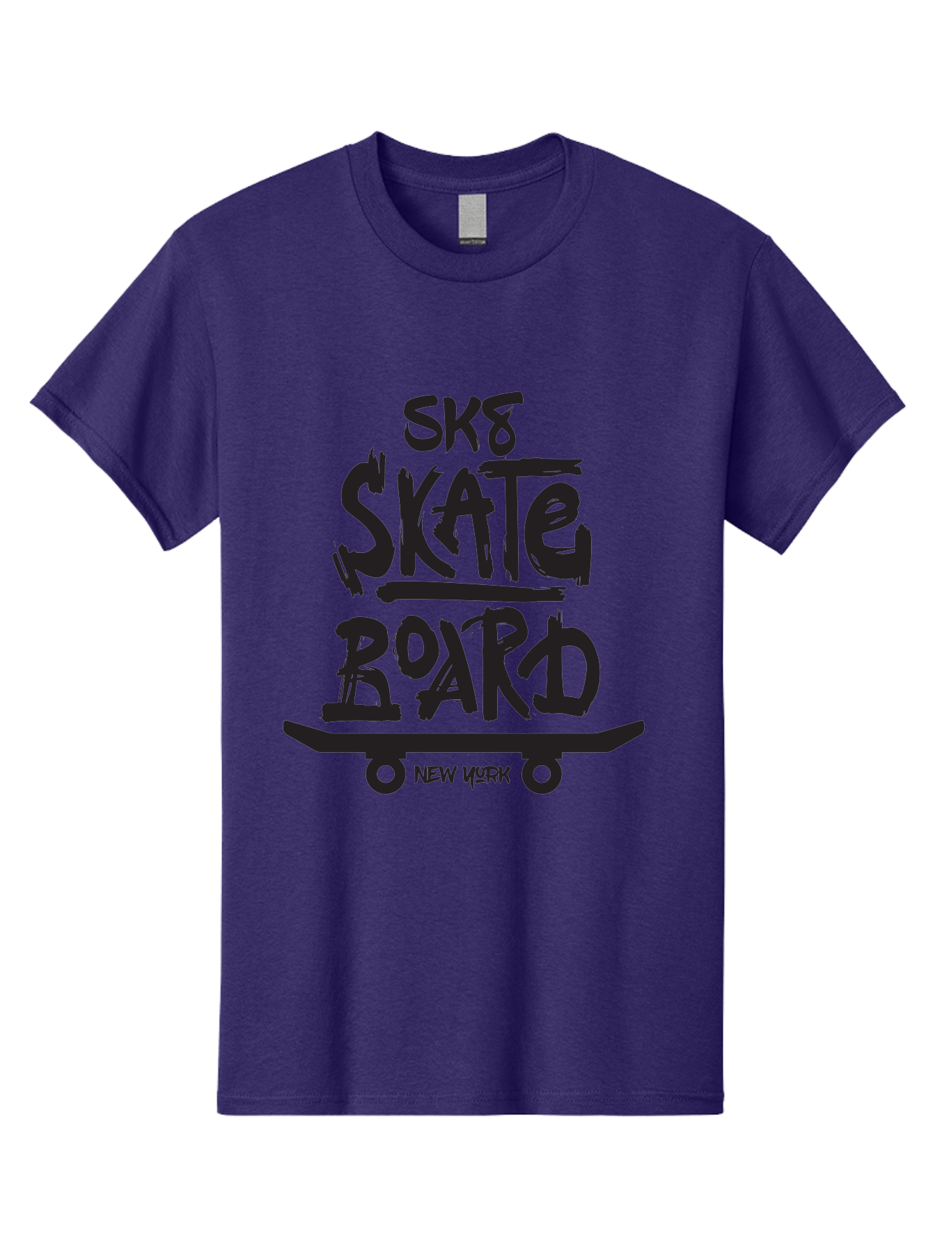 Sk8-Skate-Board-New-York Men'S Graphic Tee, 100% Cotton, Comfortable Casual Summer Wear, Machine Washable, Skateboard Culture, Street Skateboarding, New York Skate Scene, Skateboard Graphics, Urban Sports, Action Sports, Skateboard Art, Aac165