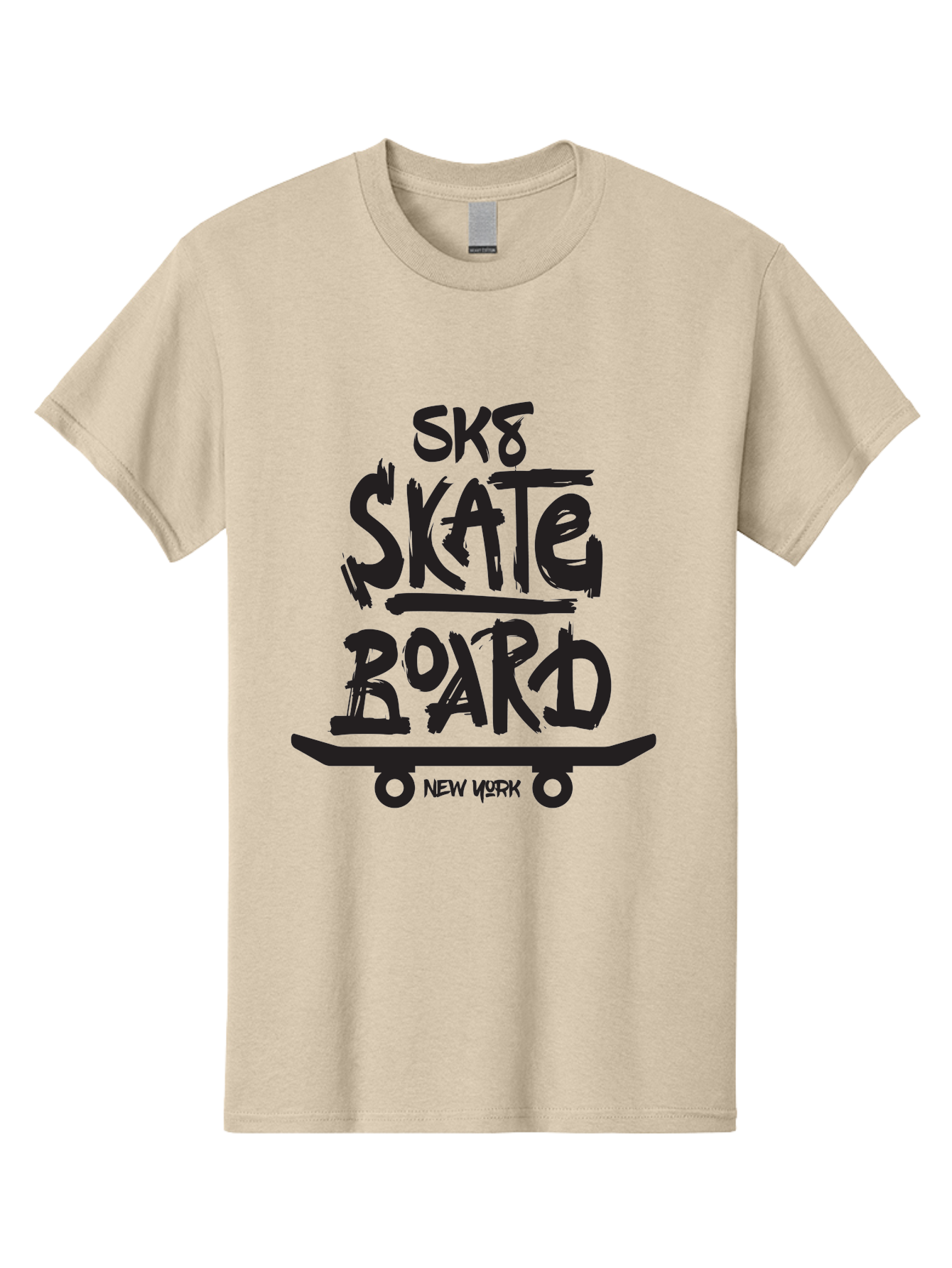 Sk8-Skate-Board-New-York Men'S Graphic Tee, 100% Cotton, Comfortable Casual Summer Wear, Machine Washable, Skateboard Culture, Street Skateboarding, New York Skate Scene, Skateboard Graphics, Urban Sports, Action Sports, Skateboard Art, Aac165