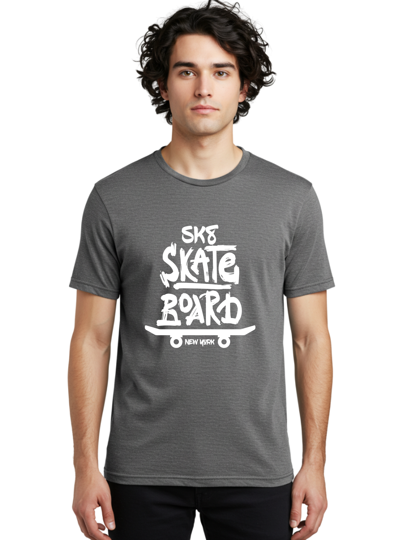 Sk8-Skate-Board Men'S Graphic Tee, 100% Cotton, Comfortable Casual Summer Wear, Machine Washable, Skateboarding Culture, Streetwear Fashion, New York, Urban Lifestyle, Skateboard Graphics, Skate Tricks Aac166