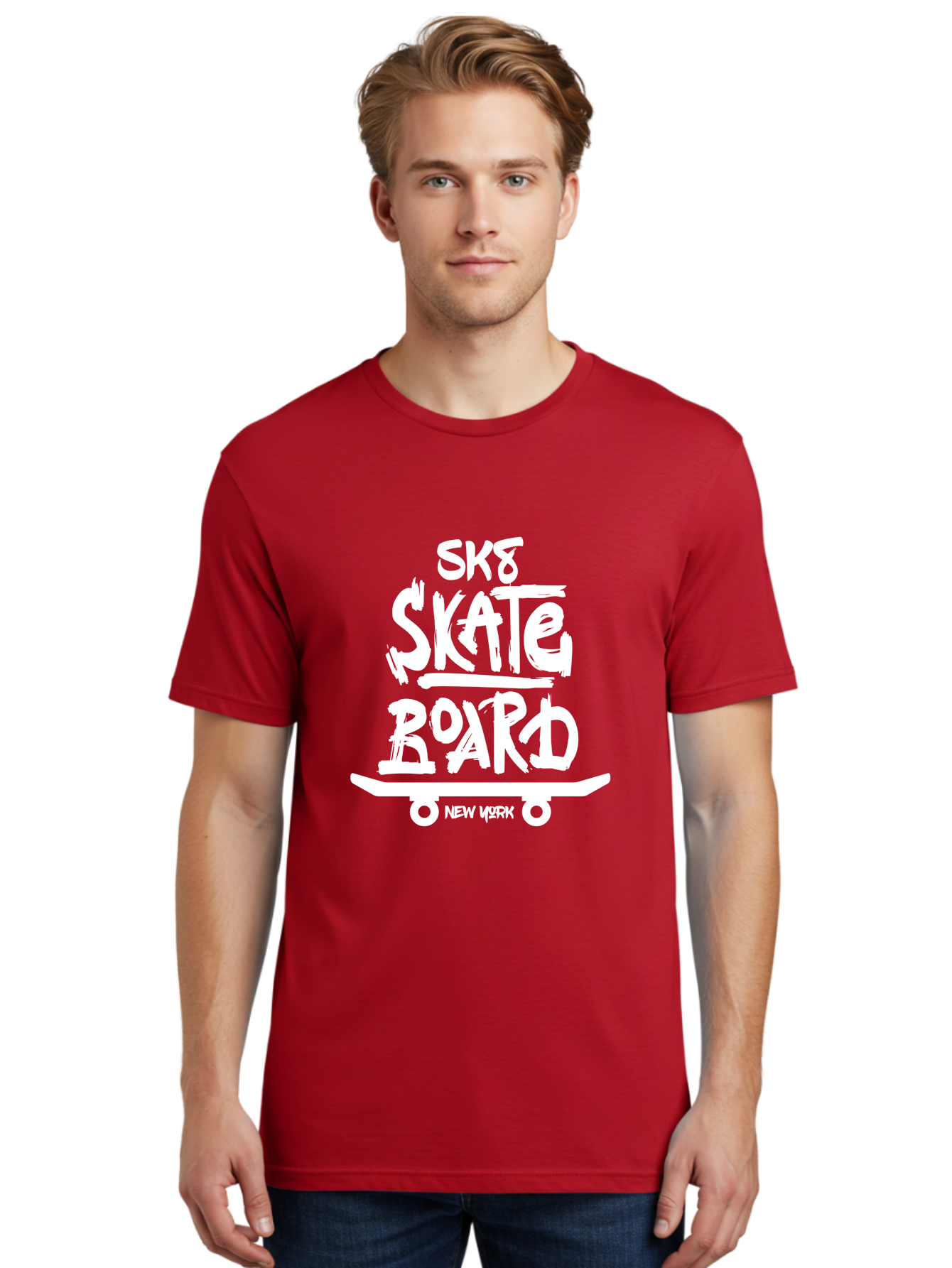 Sk8-Skate-Board Men'S Graphic Tee, 100% Cotton, Comfortable Casual Summer Wear, Machine Washable, Skateboarding Culture, Streetwear Fashion, New York, Urban Lifestyle, Skateboard Graphics, Skate Tricks Aac166