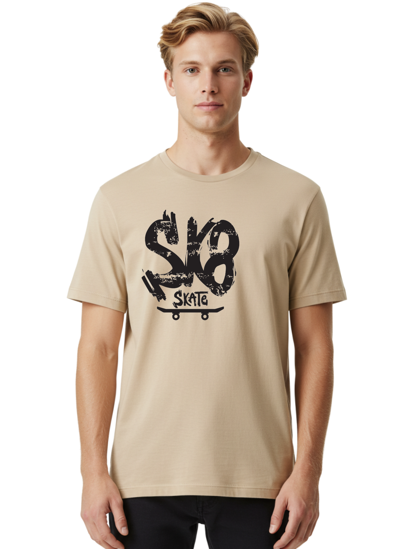 Sk8 Men'S Graphic Tee, 100% Cotton, Comfortable Casual Summer Wear, Machine Washable, Skateboarding Logo, Graffiti Style, Urban Culture, Street Art, Skateboard Graphics, Extreme Sports, Youth Culture, Edgy Design Aac167