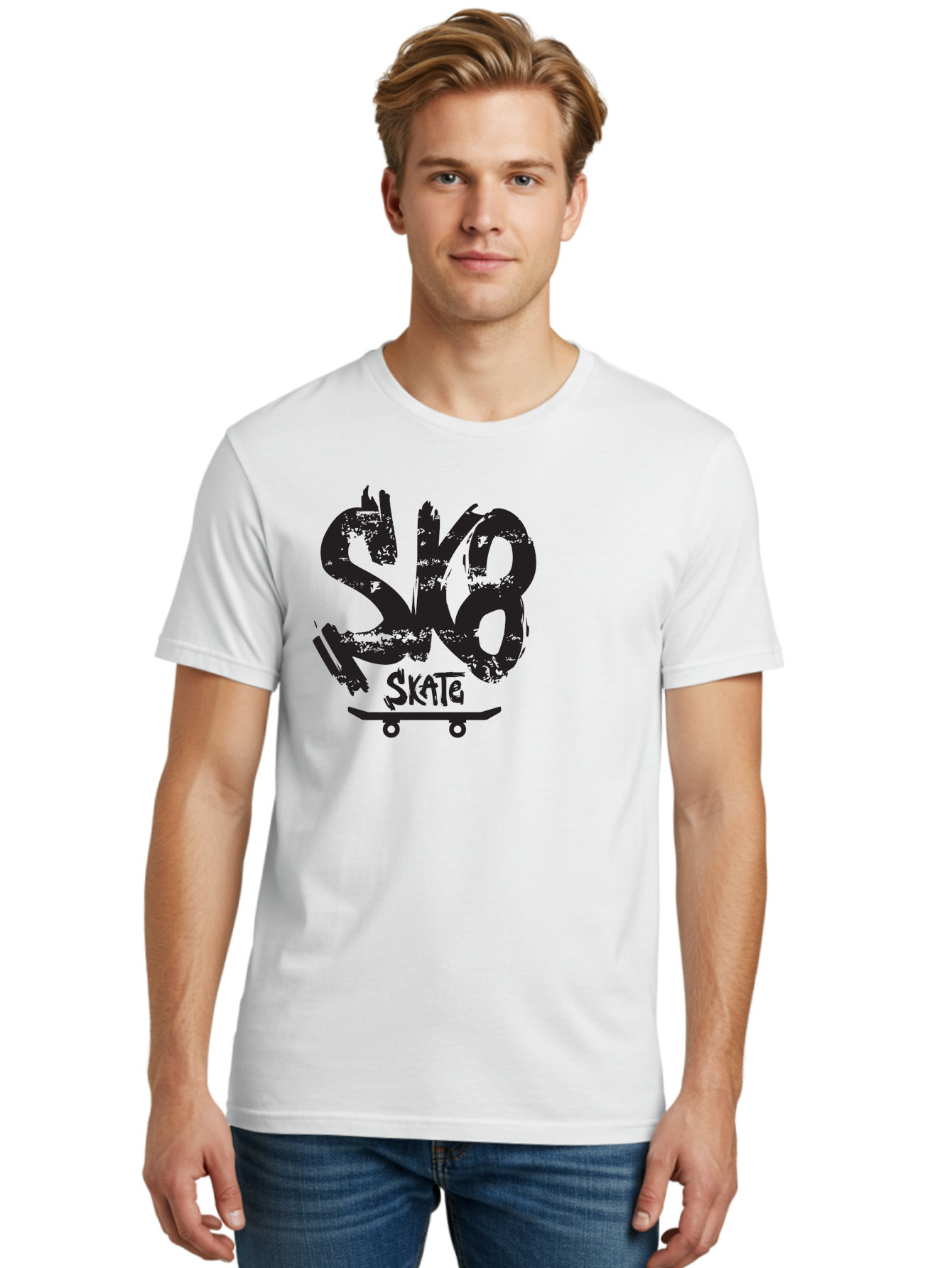 Sk8 Men'S Graphic Tee, 100% Cotton, Comfortable Casual Summer Wear, Machine Washable, Skateboarding Logo, Graffiti Style, Urban Culture, Street Art, Skateboard Graphics, Extreme Sports, Youth Culture, Edgy Design Aac167