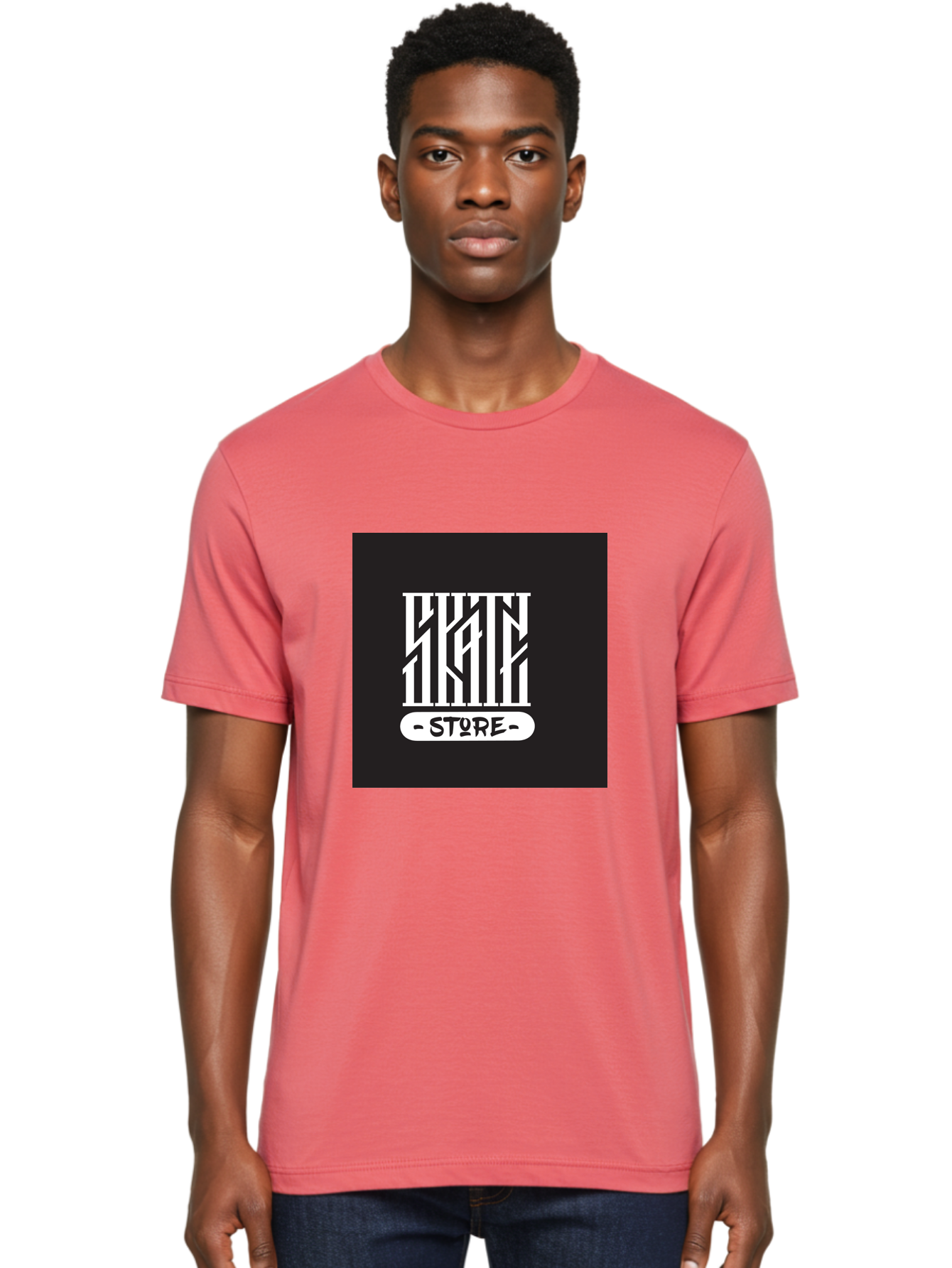 Skate-Store Men'S Graphic Tee, 100% Cotton, Comfortable Casual Summer Wear, Machine Washable, Storefront Branding, Streetwear Apparel, Skat Store, Urban Fashion, Modern Typography, Contemporary Design, Black And White Aesthetic Aac171