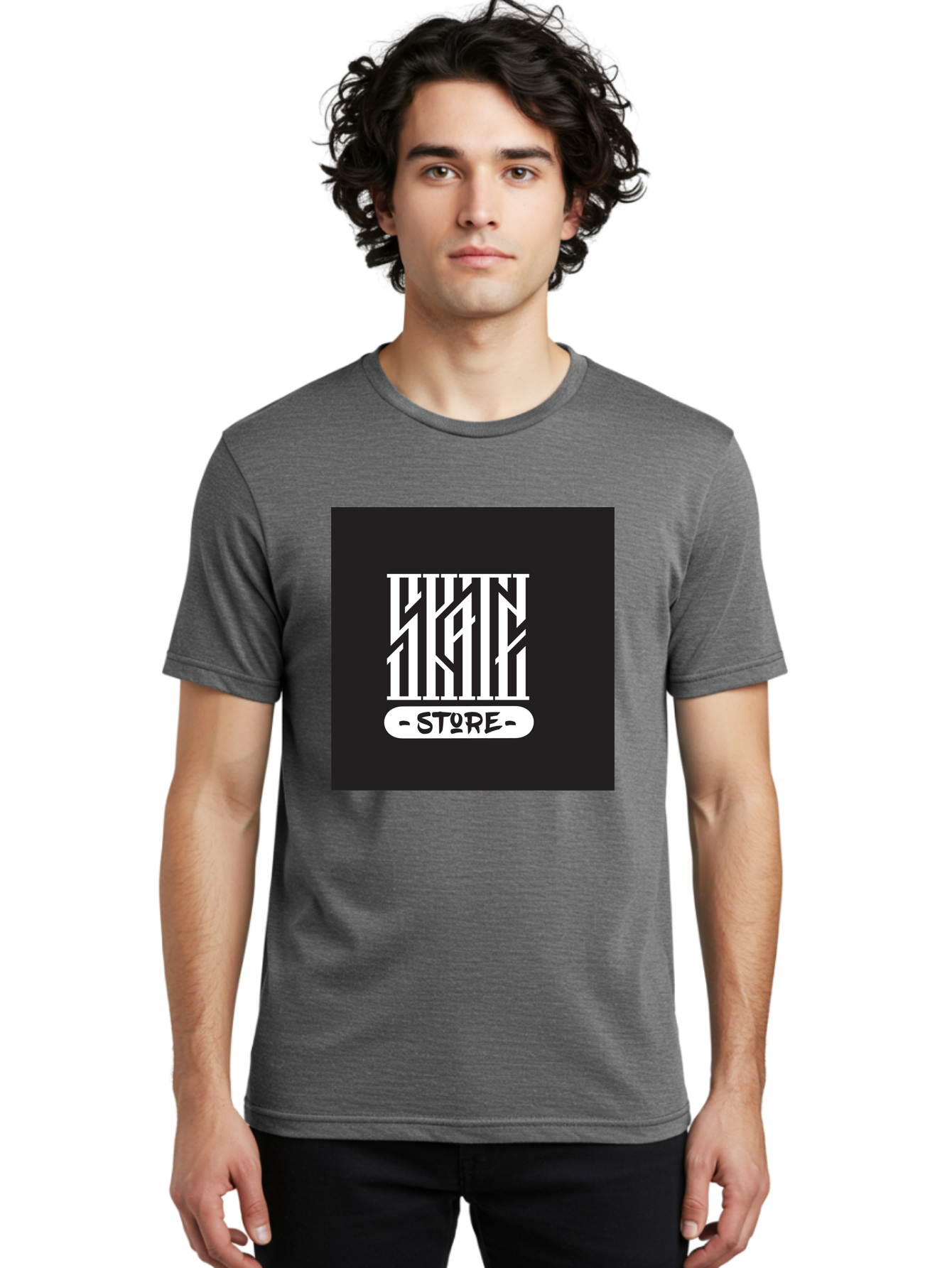 Skate-Store Men'S Graphic Tee, 100% Cotton, Comfortable Casual Summer Wear, Machine Washable, Storefront Branding, Streetwear Apparel, Skat Store, Urban Fashion, Modern Typography, Contemporary Design, Black And White Aesthetic Aac171