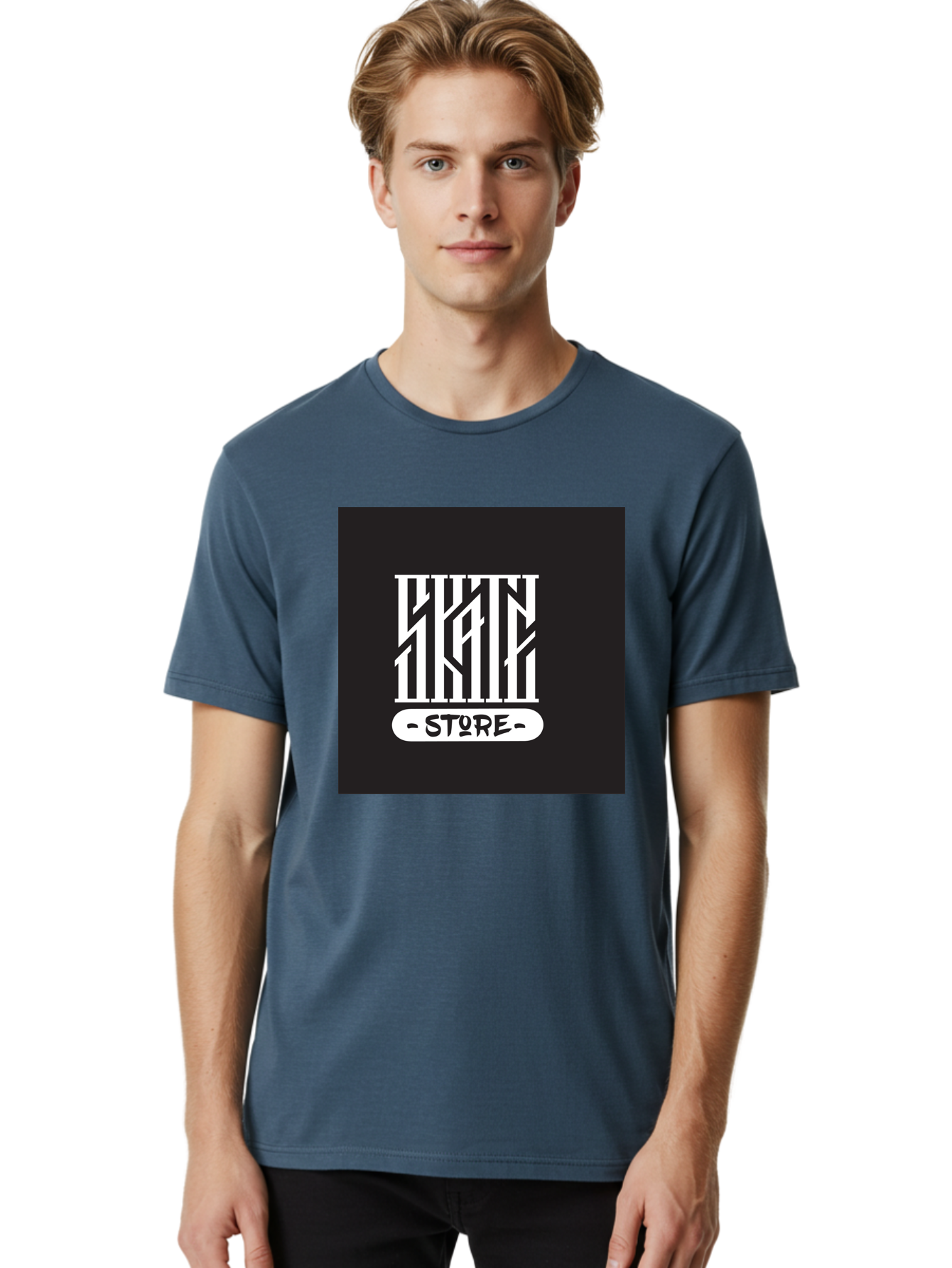 Skate-Store Men'S Graphic Tee, 100% Cotton, Comfortable Casual Summer Wear, Machine Washable, Storefront Branding, Streetwear Apparel, Skat Store, Urban Fashion, Modern Typography, Contemporary Design, Black And White Aesthetic Aac171