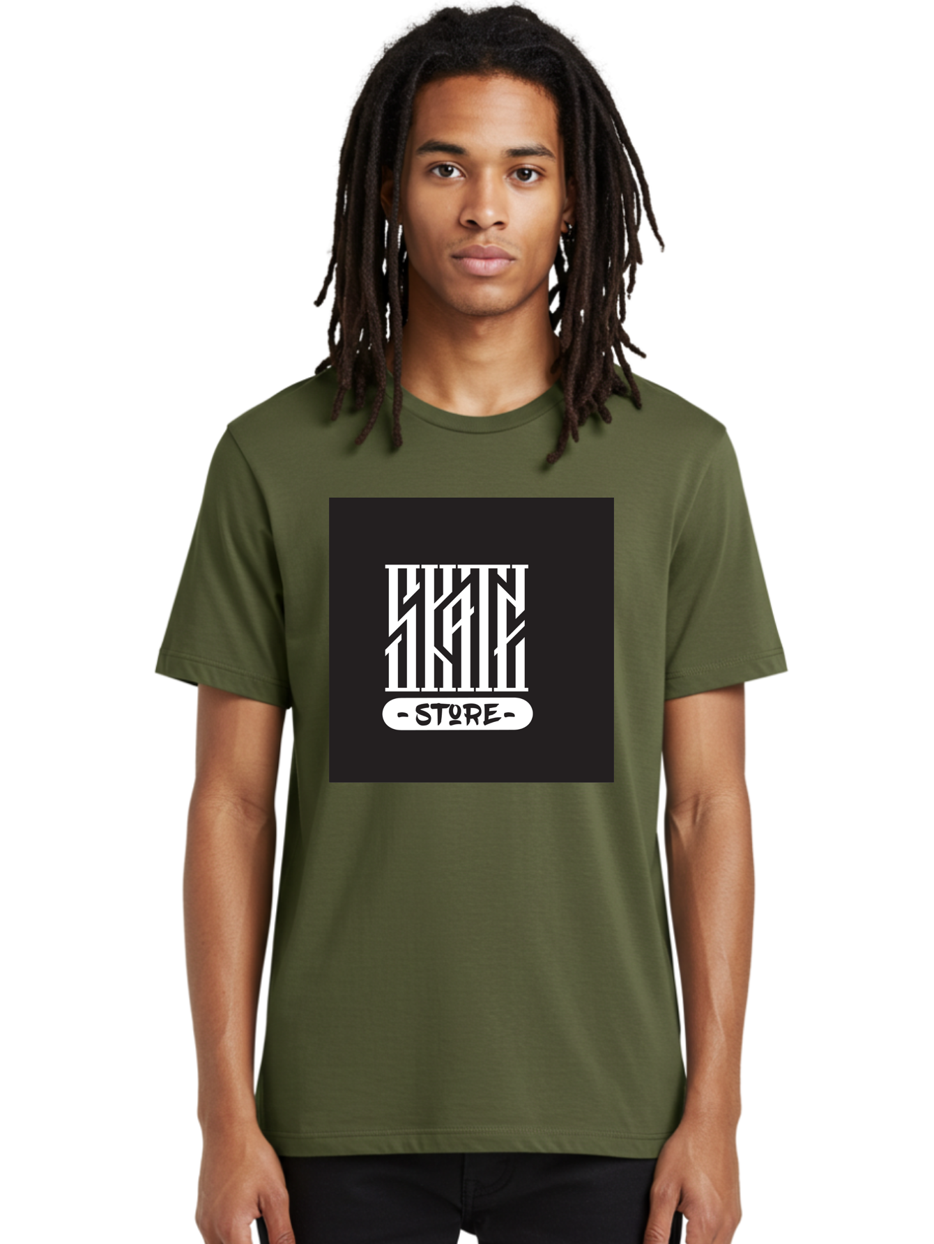 Skate-Store Men'S Graphic Tee, 100% Cotton, Comfortable Casual Summer Wear, Machine Washable, Storefront Branding, Streetwear Apparel, Skat Store, Urban Fashion, Modern Typography, Contemporary Design, Black And White Aesthetic Aac171
