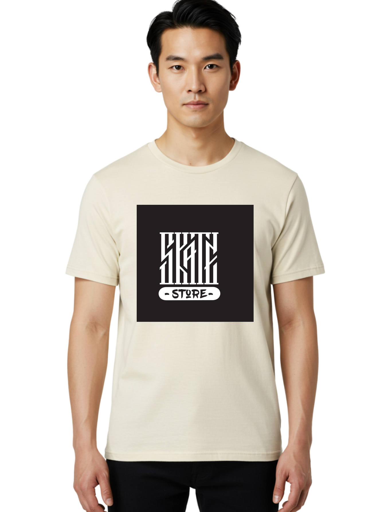 Skate-Store Men'S Graphic Tee, 100% Cotton, Comfortable Casual Summer Wear, Machine Washable, Storefront Branding, Streetwear Apparel, Skat Store, Urban Fashion, Modern Typography, Contemporary Design, Black And White Aesthetic Aac171